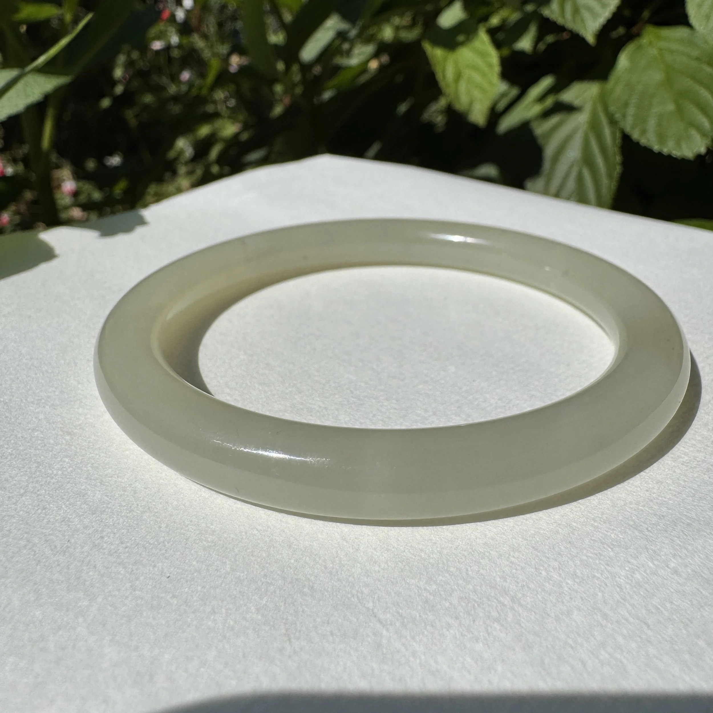 Certified Genuine  Hetian  nephrite jade bangle bracelet  (61mm)- soft white
