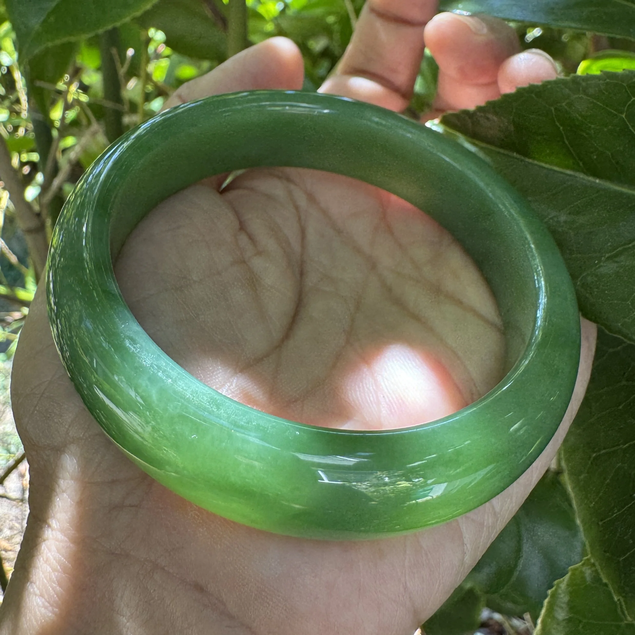 58.5mm Hetian Green nephrite jade bangle bracelet