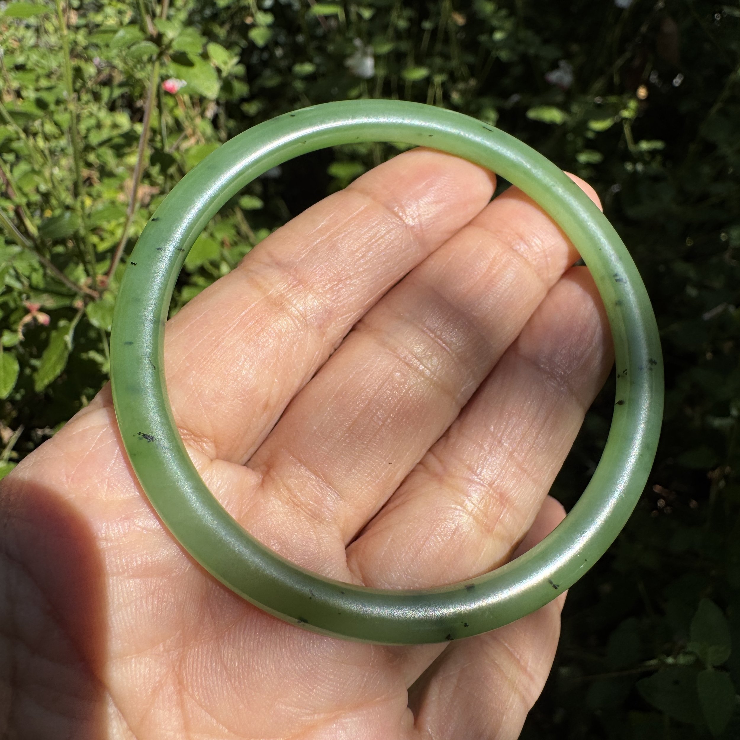 59.3mm Natural Hetian Green Nephrite Jade Bangle Bracelet