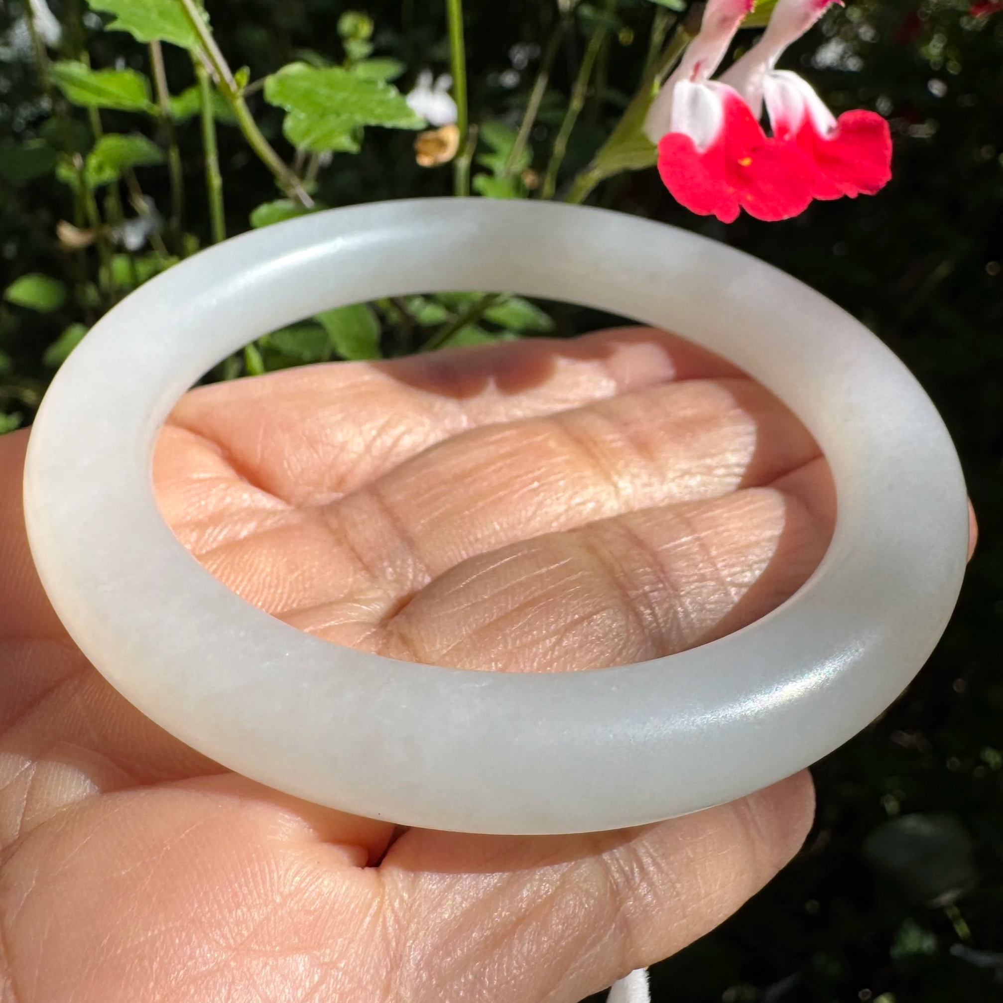 57.2mm Natural Certified Hetian white nephrite jade bangle bracelet
