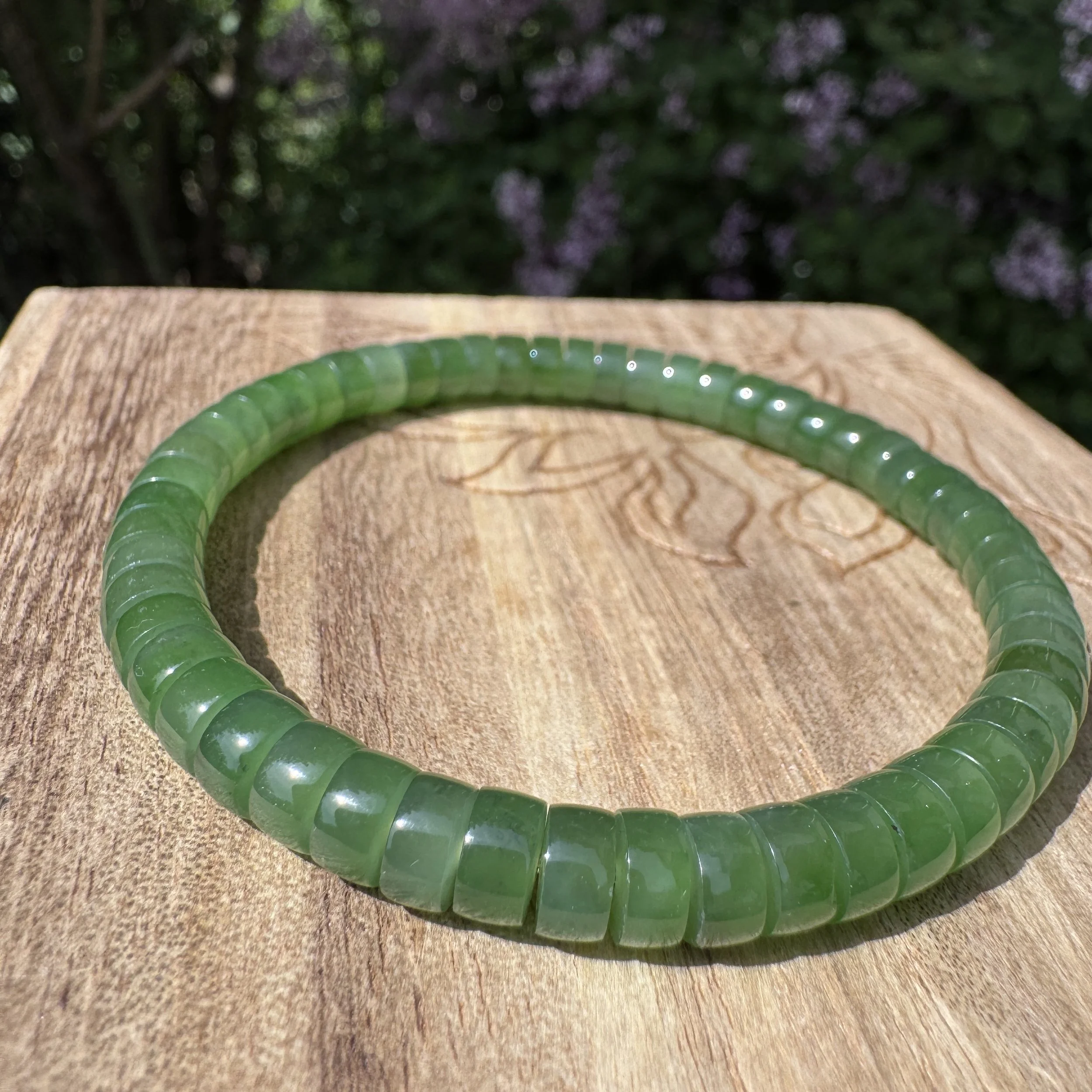 Top Grade Siberian Green Nephrite Jade Abacus Bead (6mm)  Bracelet