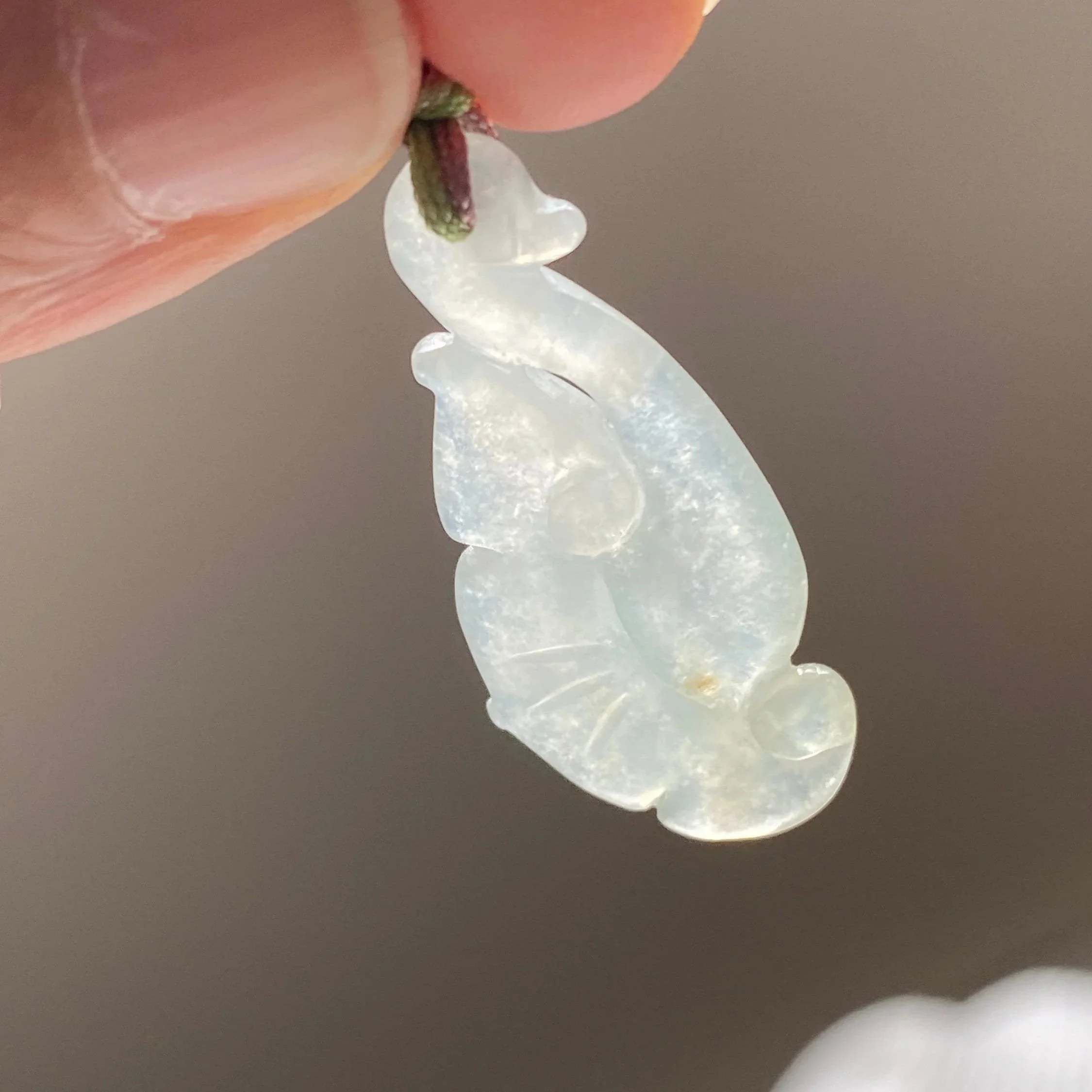 Myanmar icy jadeite(Ruyi) -Type A Jade charm necklace