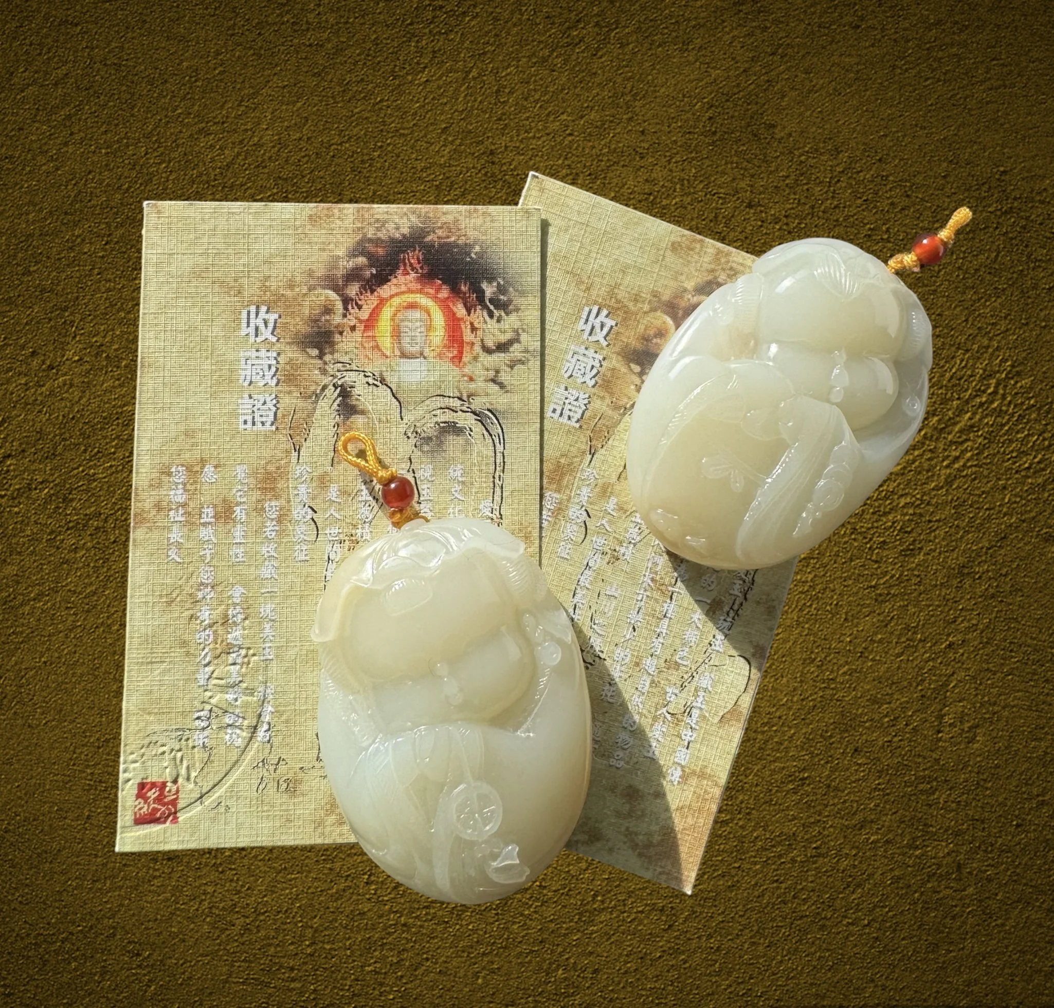 Hetian mutton fat white nephrite jade carved by jade master Yuan Jia Qi