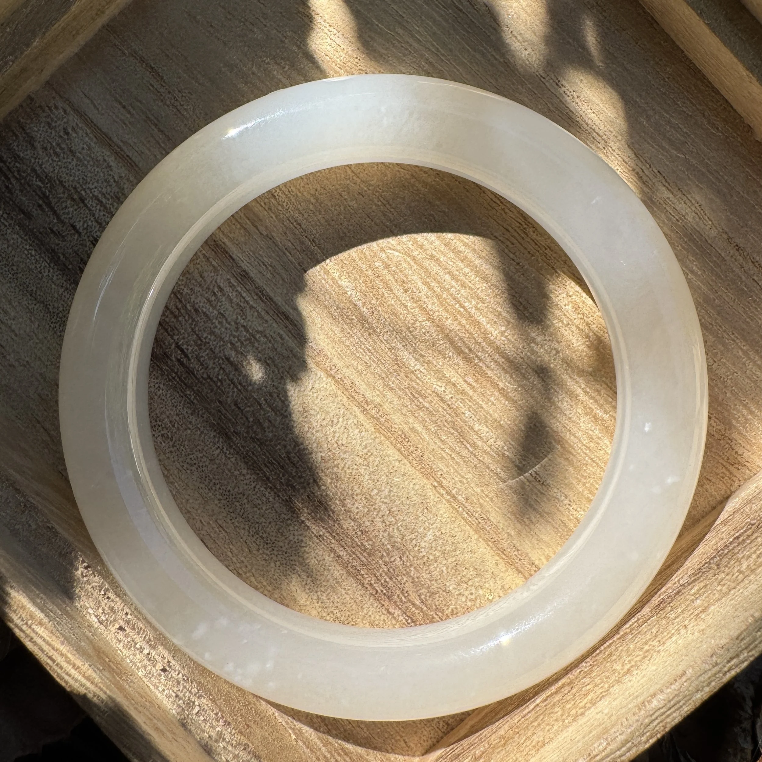 56.3 mm Icy White jade bangle