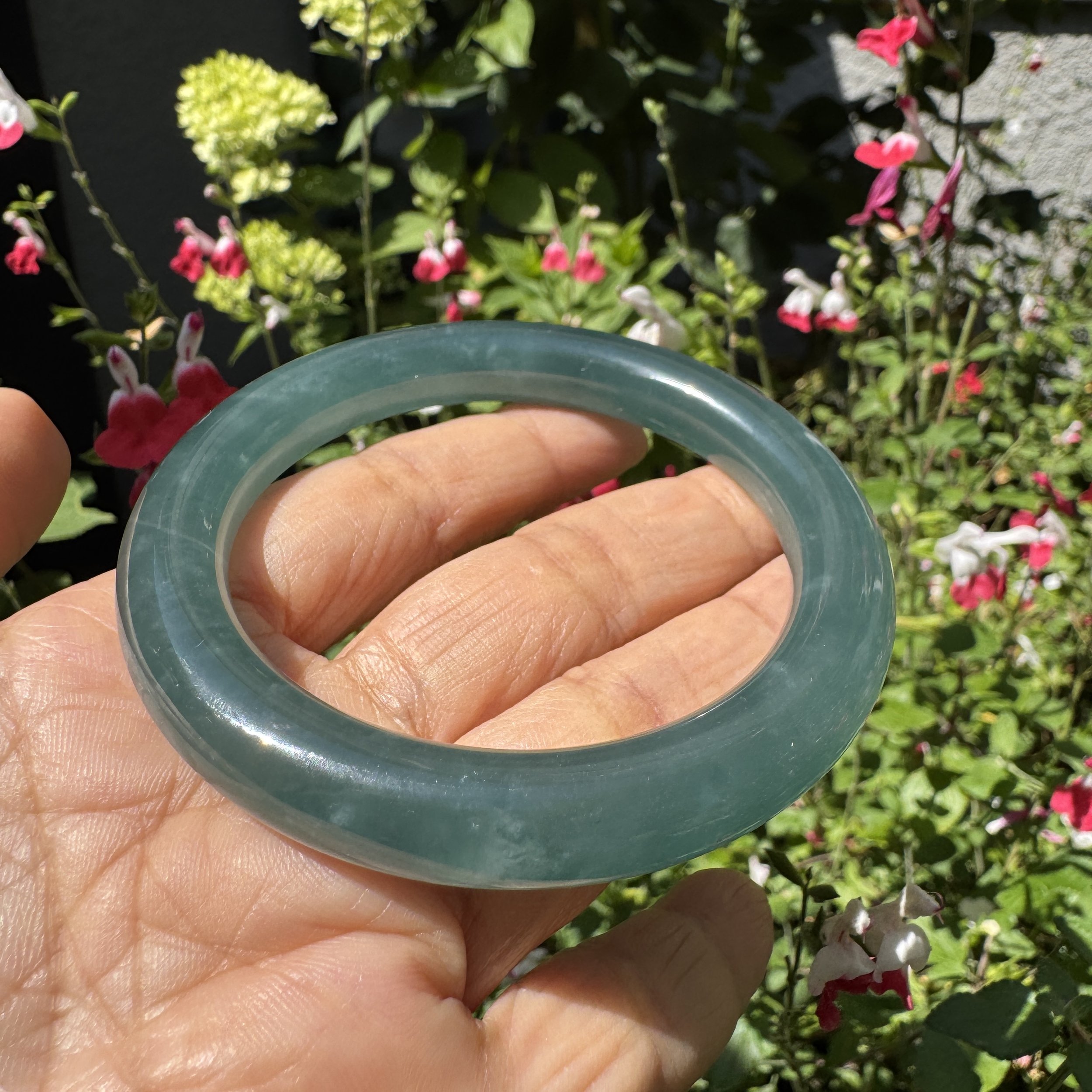 blue icy jadeite  bangle - jademastervancouver.com