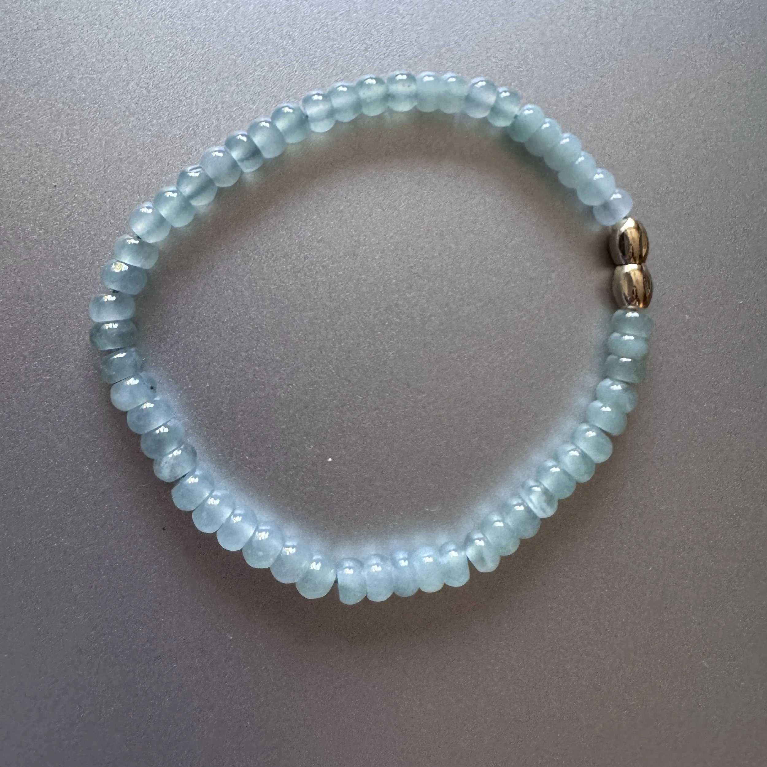 Unique light weight Guatemalan jadeite beads (5.4mm) bracelet-7.25 inches -