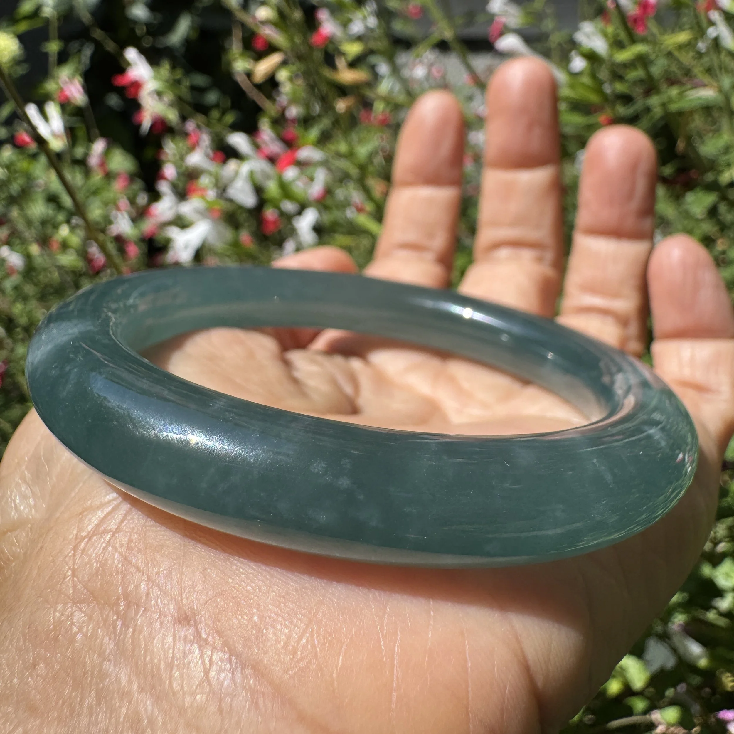 blue icy jadeite  bangle - jademastervancouver.com