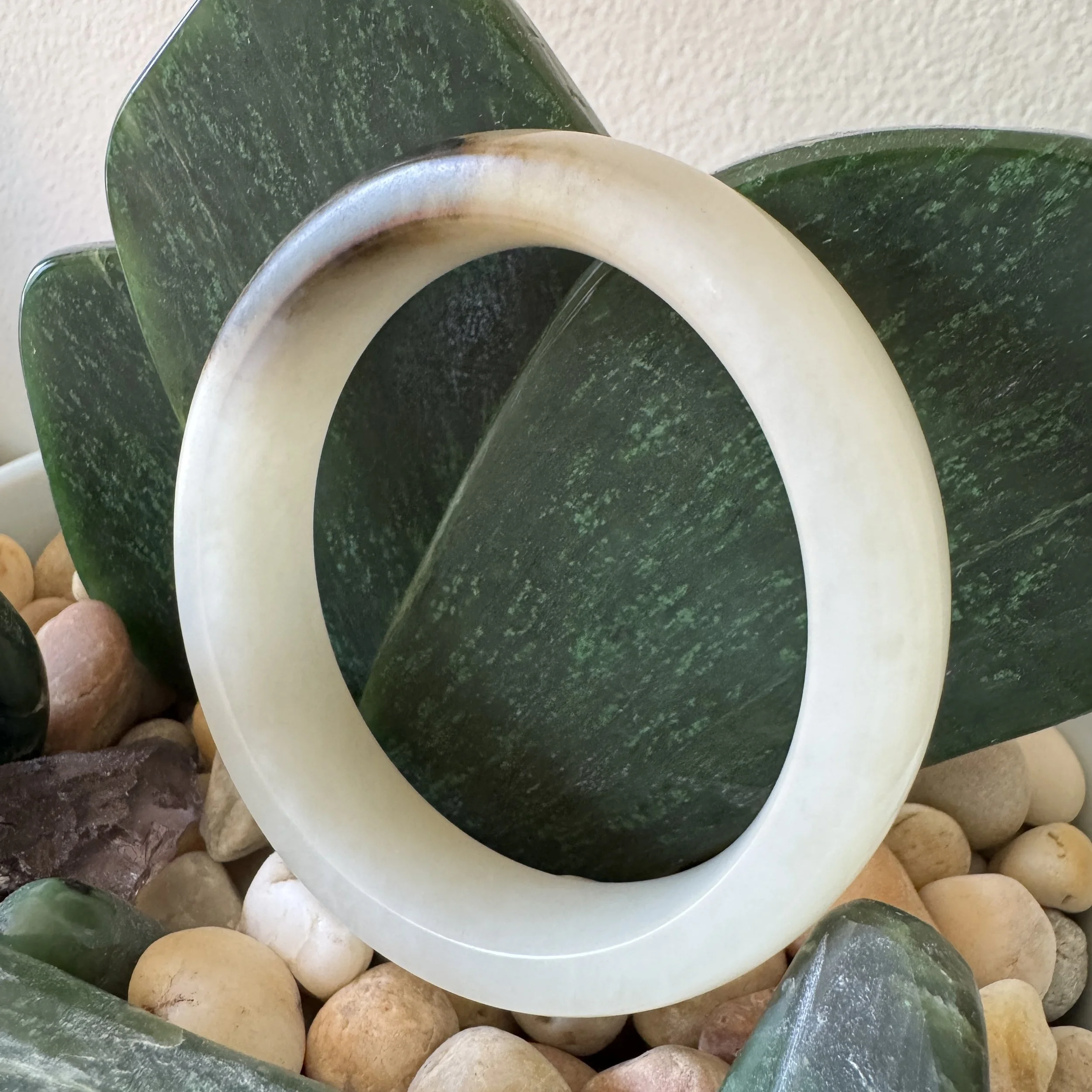Hetian White Jade bangle bracelet(59.2mm)