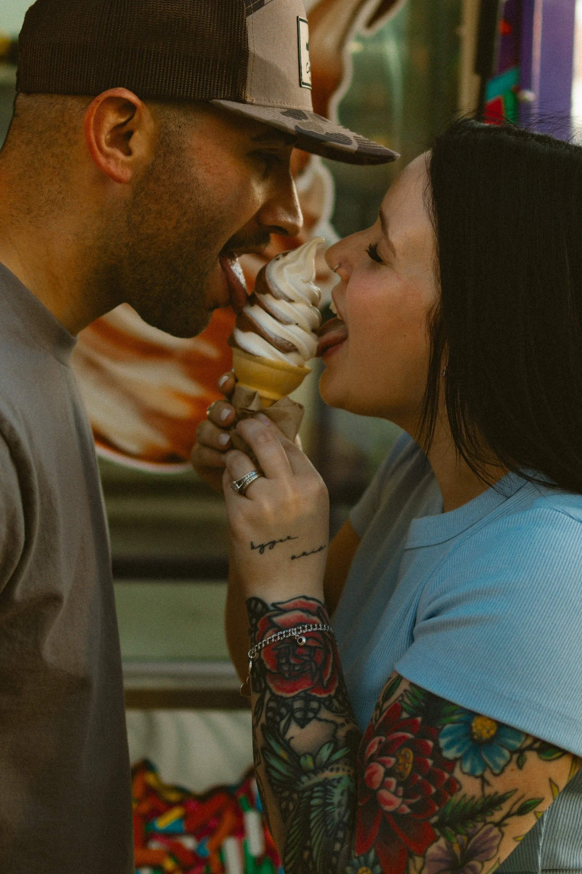 A couple enjoying an ice cream cone at the Killeen Civics Center Carnival