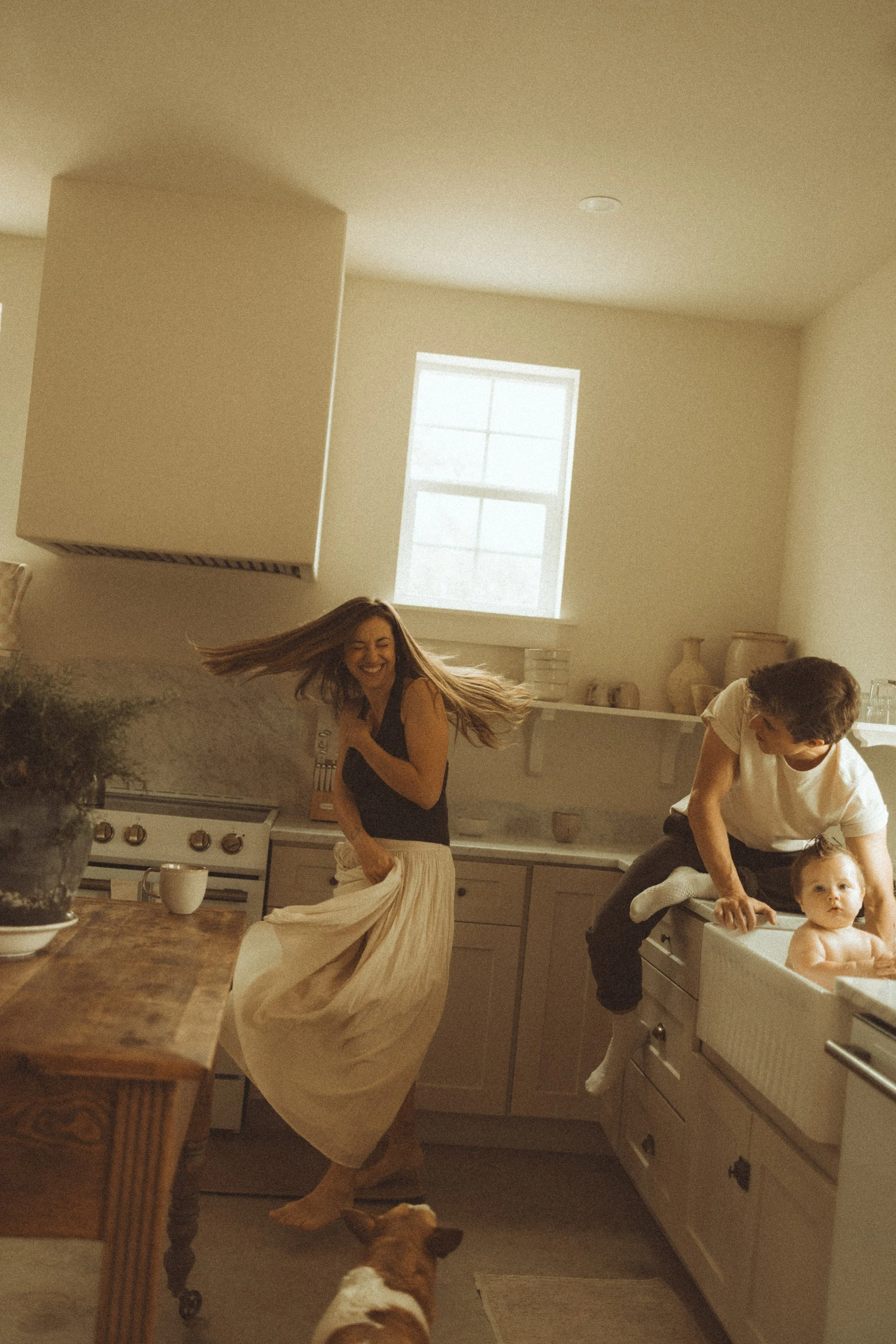 In home documentary family photo outfit inspiration in Central Texas
