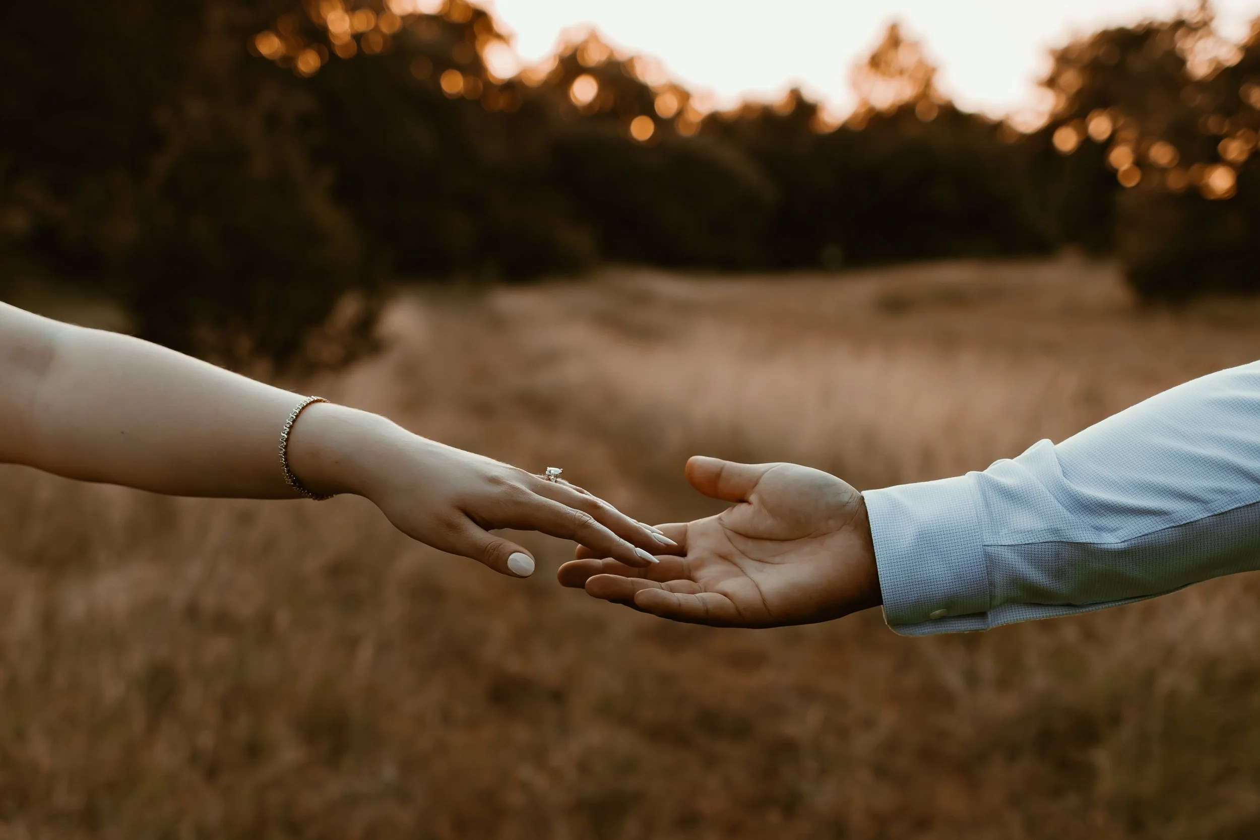 Couples engagement session in a golden hour feild in KIlleen, Texas