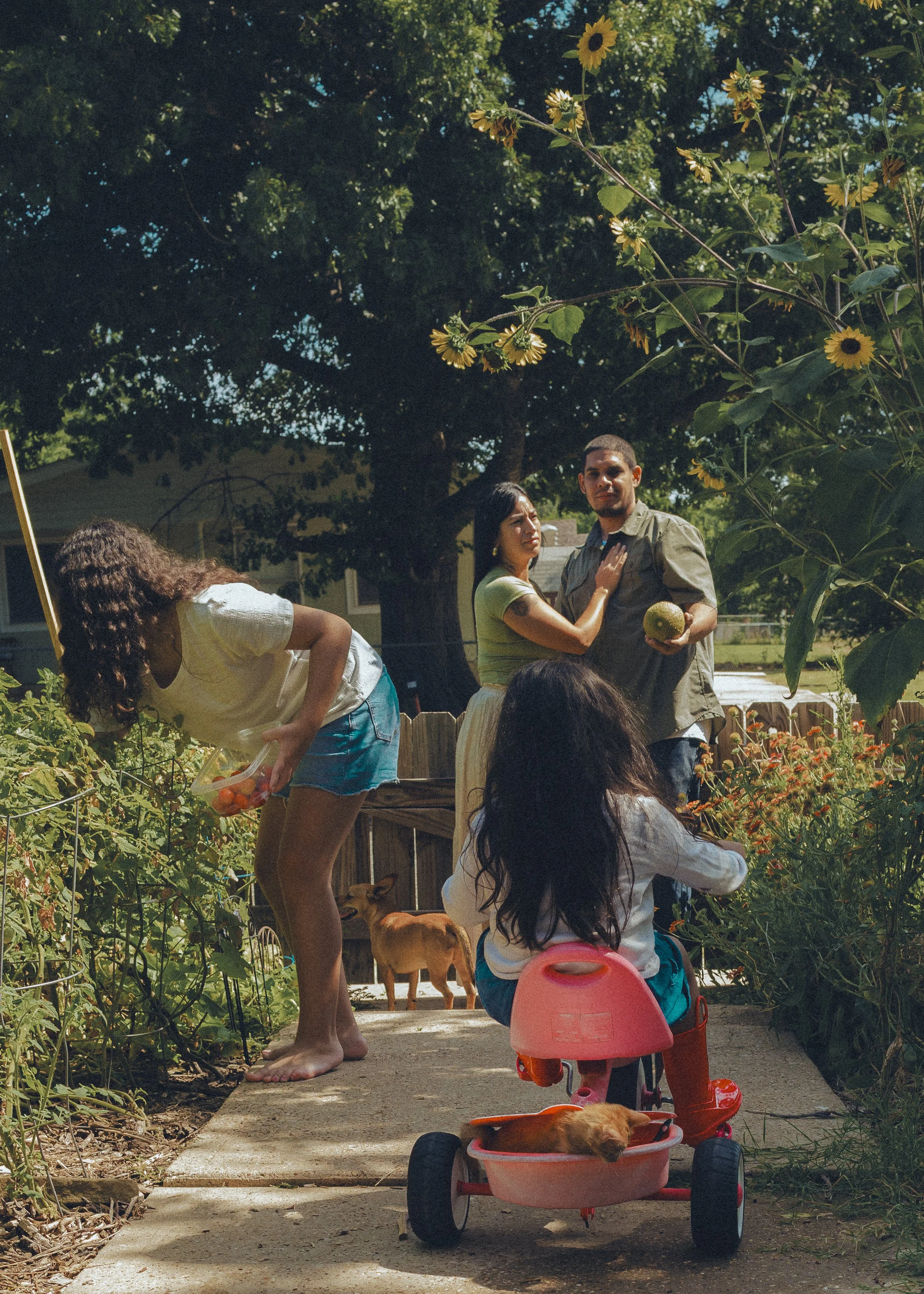 Family doing an everyday activity together during a documentary family photography session