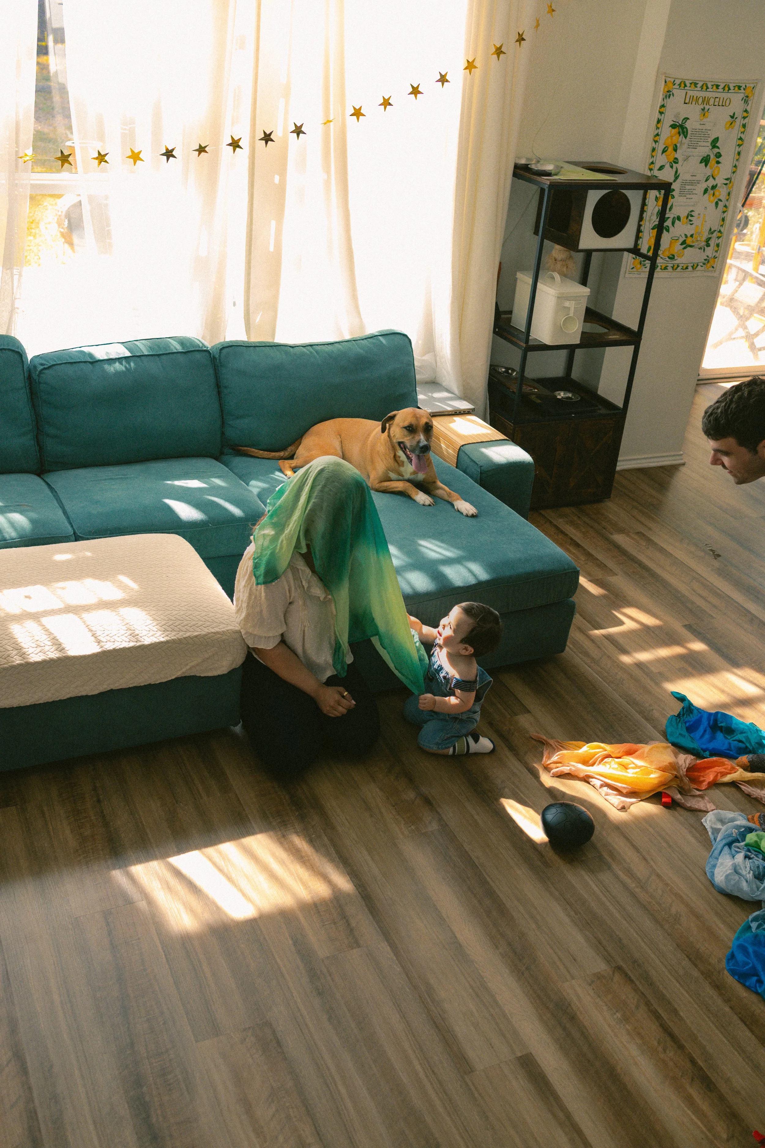 Family enjoying an activity together during a documentary family photography session