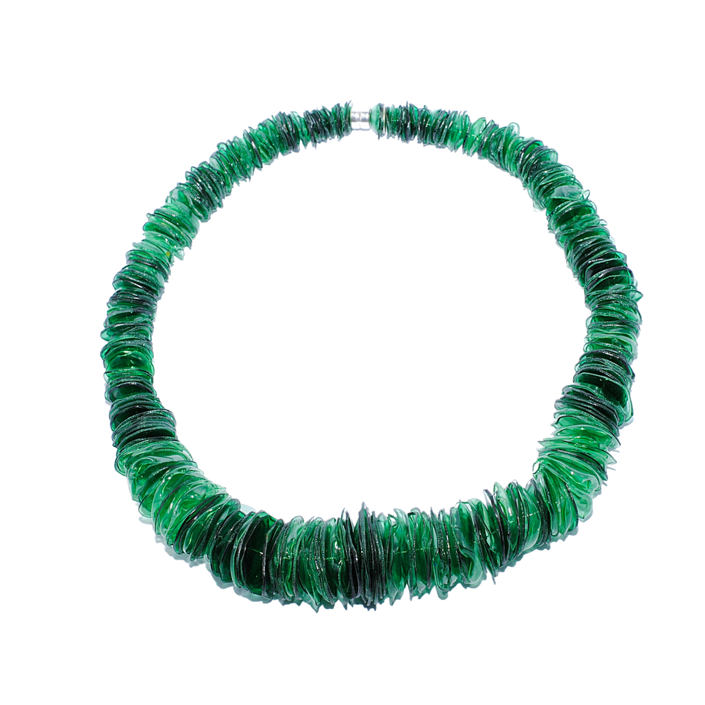 RECYCLED COLORS NECKLACE - FOREST GREEN — Jowita Allen Jewelry