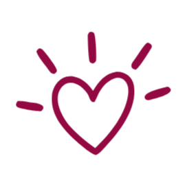 Heart with radiating lines in dark purple.