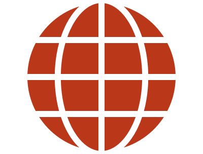Icon of a globe with grid lines representing the Earth.