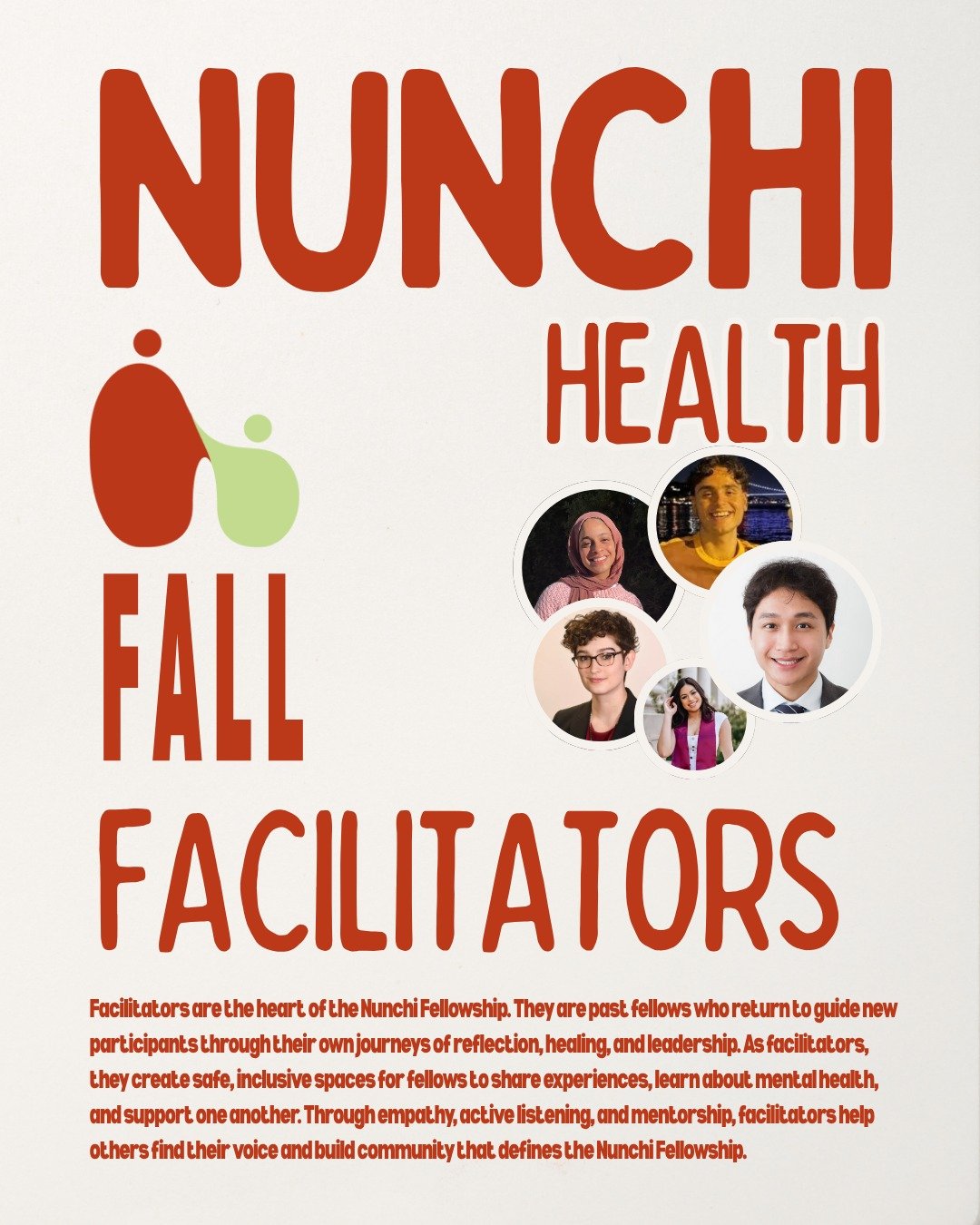 Introducing Nunchi's Fall 2025 Facilitators! 🌿 

These incredible leaders from across the U.S. and abroad return to guide new participants through reflection, healing, and growth; the heart of the Nunchi Fellowship. 💖

Together, they create a safe,