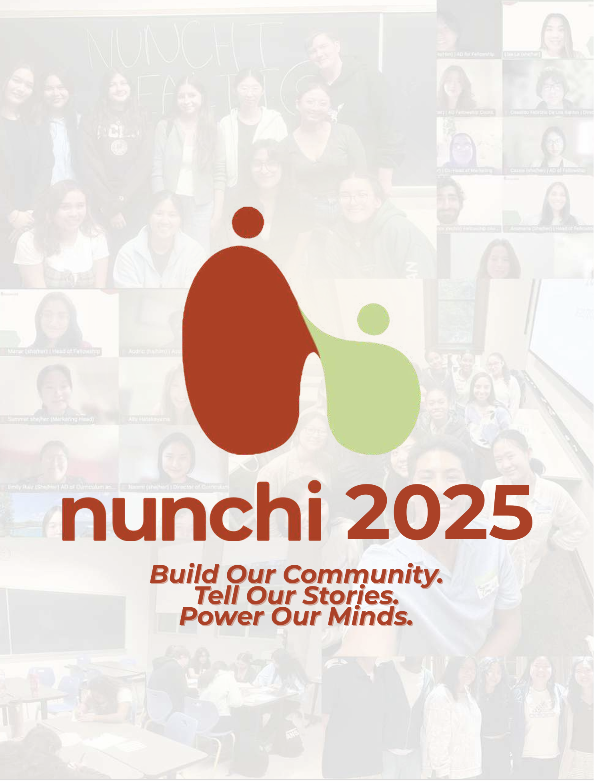Digital poster for Nunchi 2025 event featuring a stylized logo with two overlapping circles, one brown and one green, and the event tagline: 'Build Our Community. Tell Our Stories. Power Our Minds.'