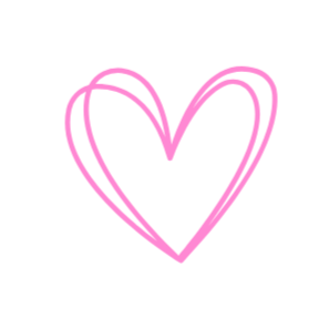 Pink line drawing of a heart on a black background.