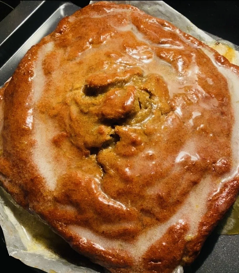 Golden Caramelized Plantain Coconut Cake