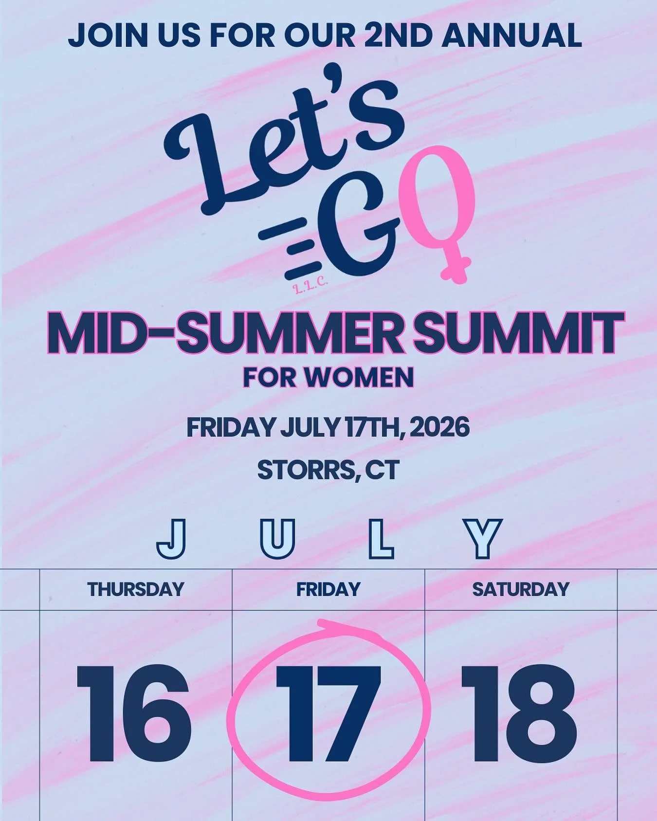 Ladies Save the date! 
We are just 9 months out from our 2nd annual mid-summer summit for women.
More details to come so mark your calendars! 📅