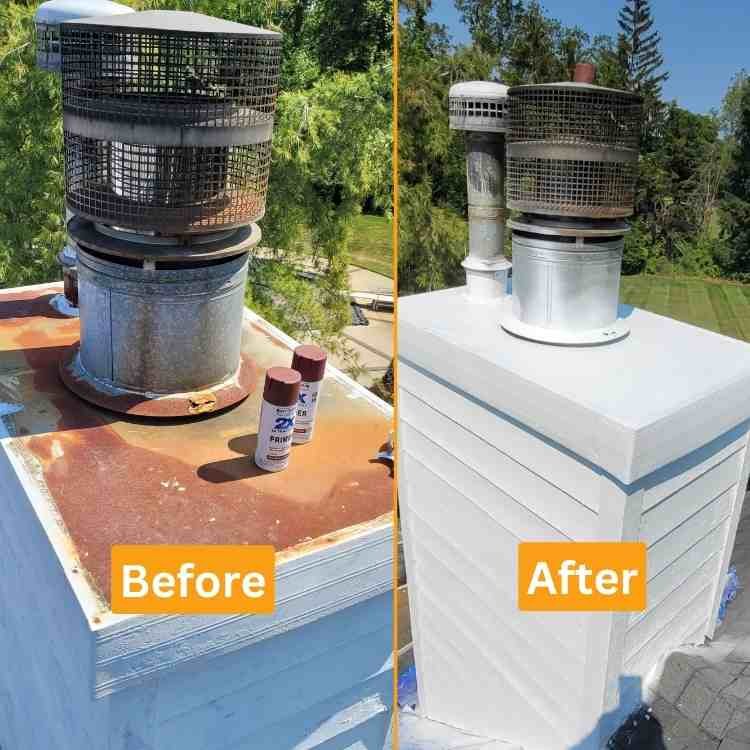 Rusted Chimney Repair before and after