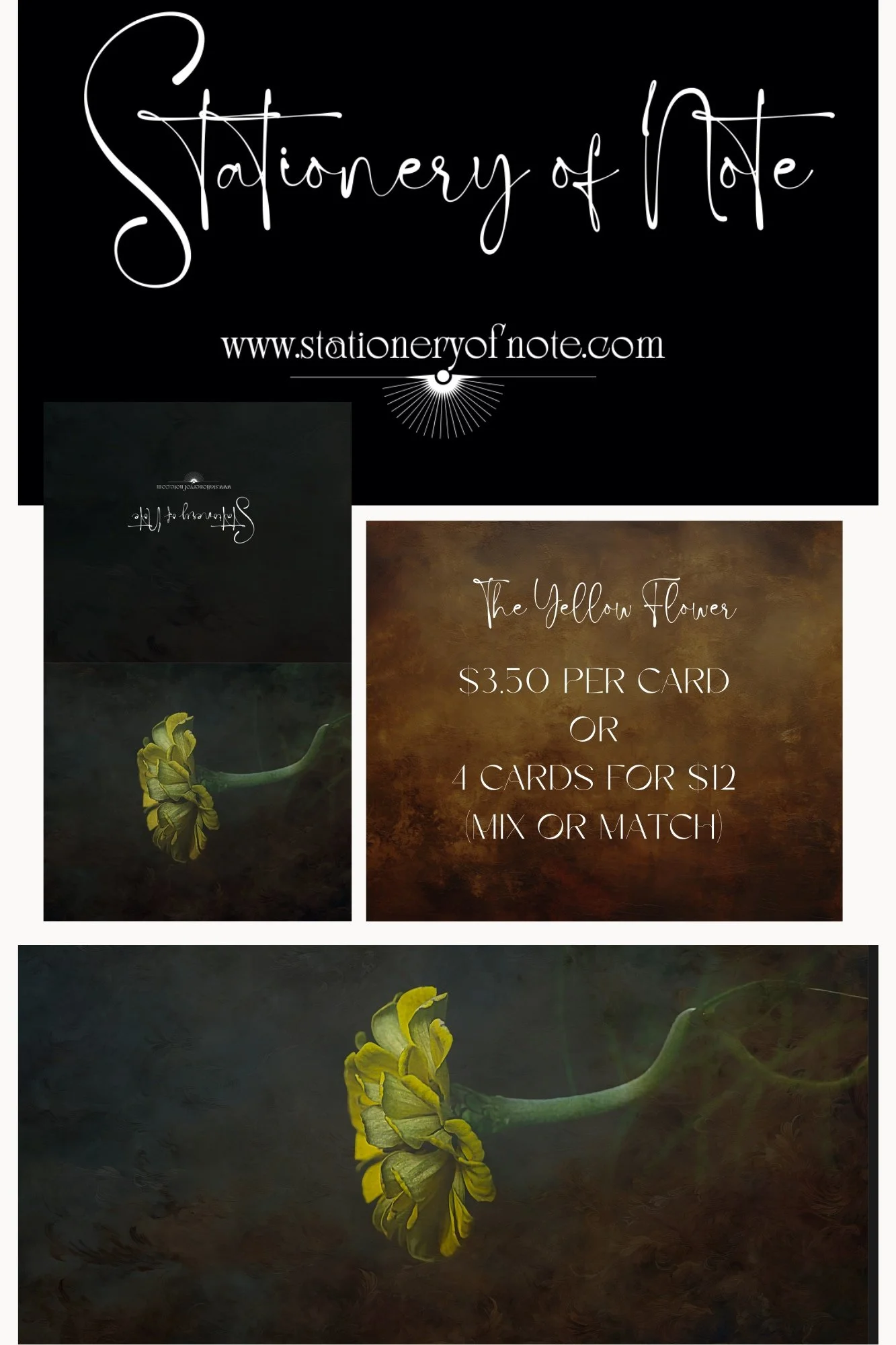 The Garden Series #3:  The Yellow Flower SINGLE CARDS ONLY