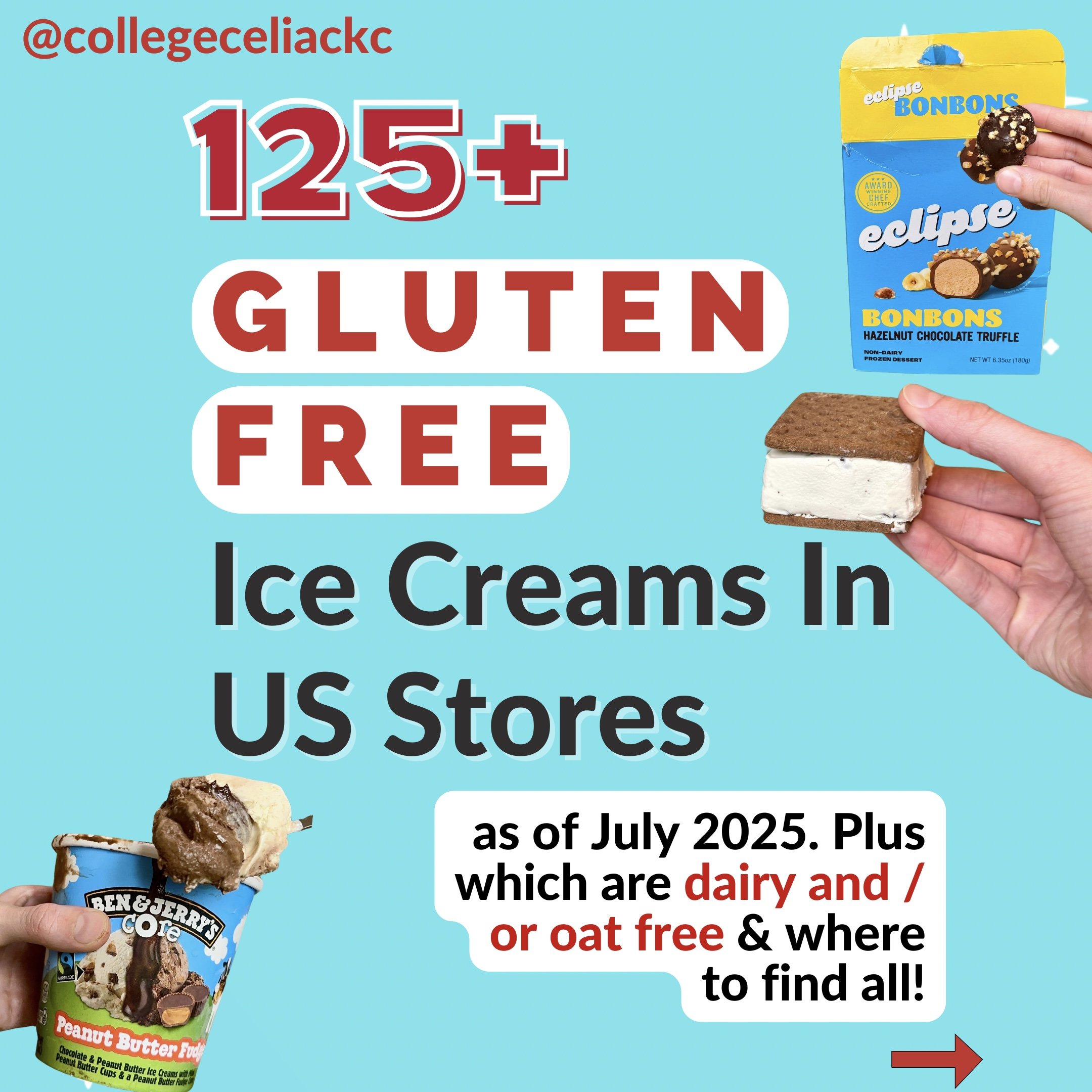 125+ Gluten Free Ice Cream Options in US stores as of July 2025