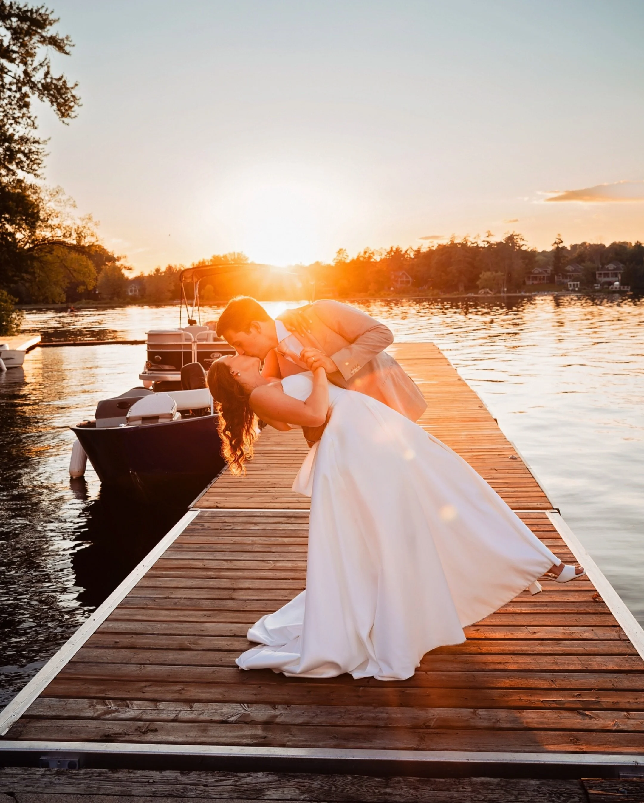 Some wedding days just feel like pure magic from beginning to end. ✨
Set against the breathtaking backdrop of Muskoka, every moment felt like it belonged in a storybook. 
As the sun began to dip below the trees, we quietly snuck away to the dock for 