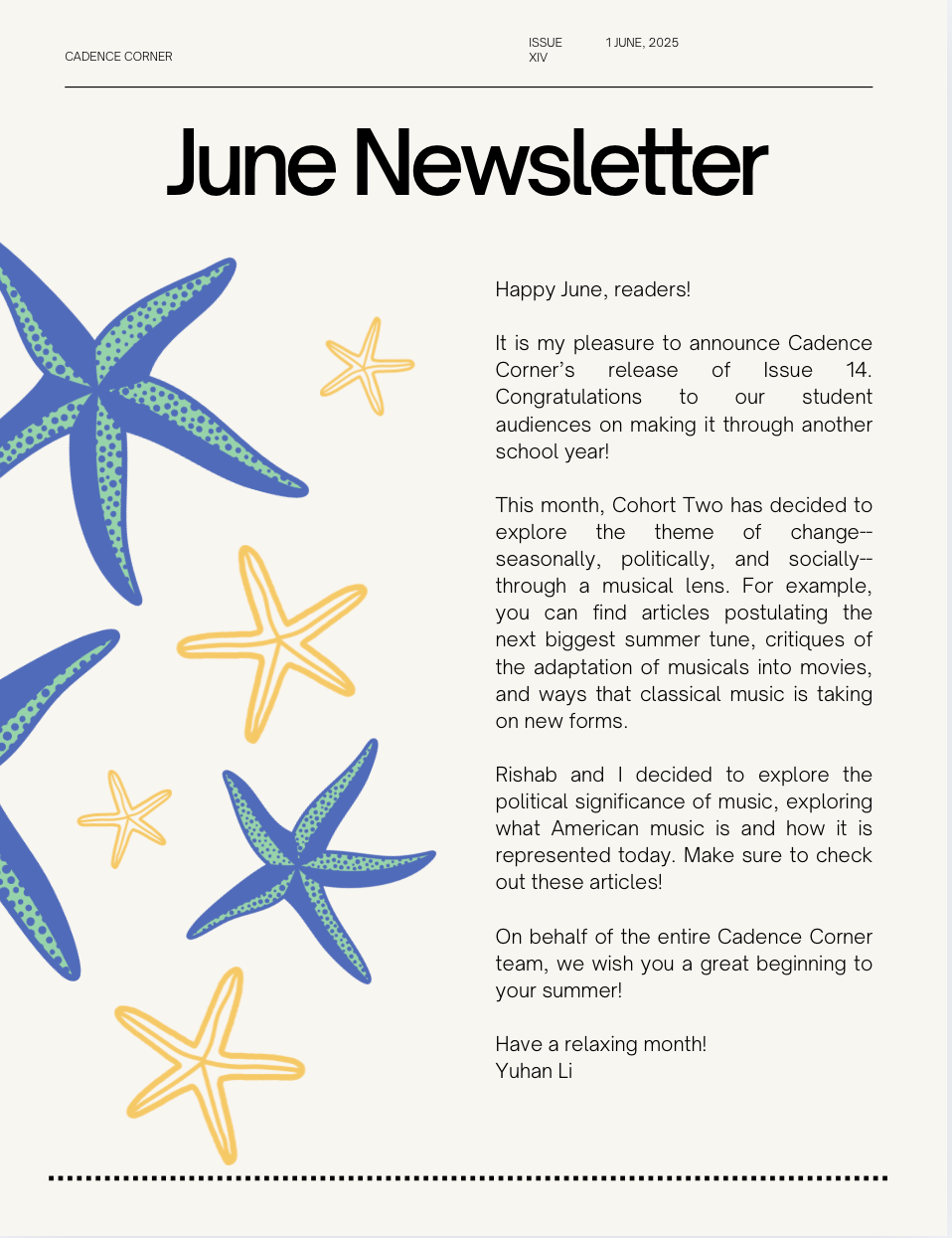 2025 June Newsletter — Cadence Corner