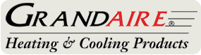 Logo for GRAND AIRE Heating & Cooling Products with black and red text