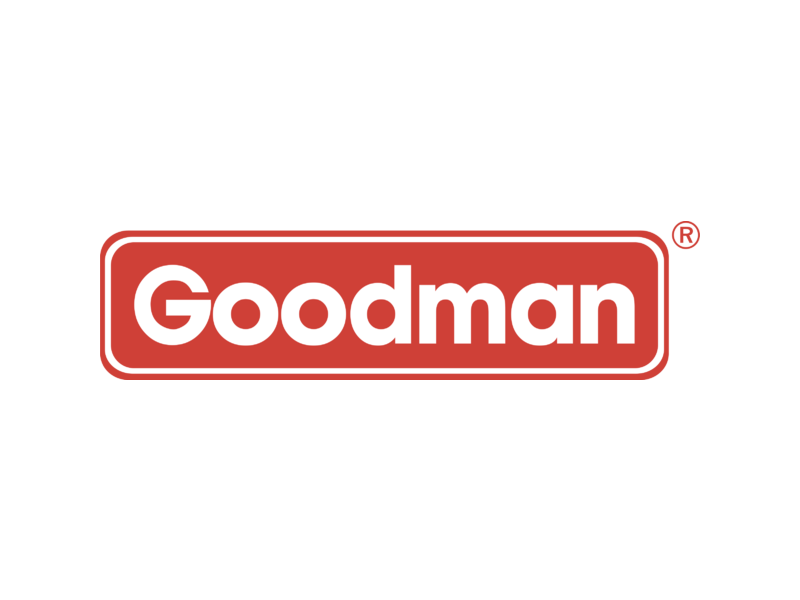 Goodman logo with red rectangular background and white text.
