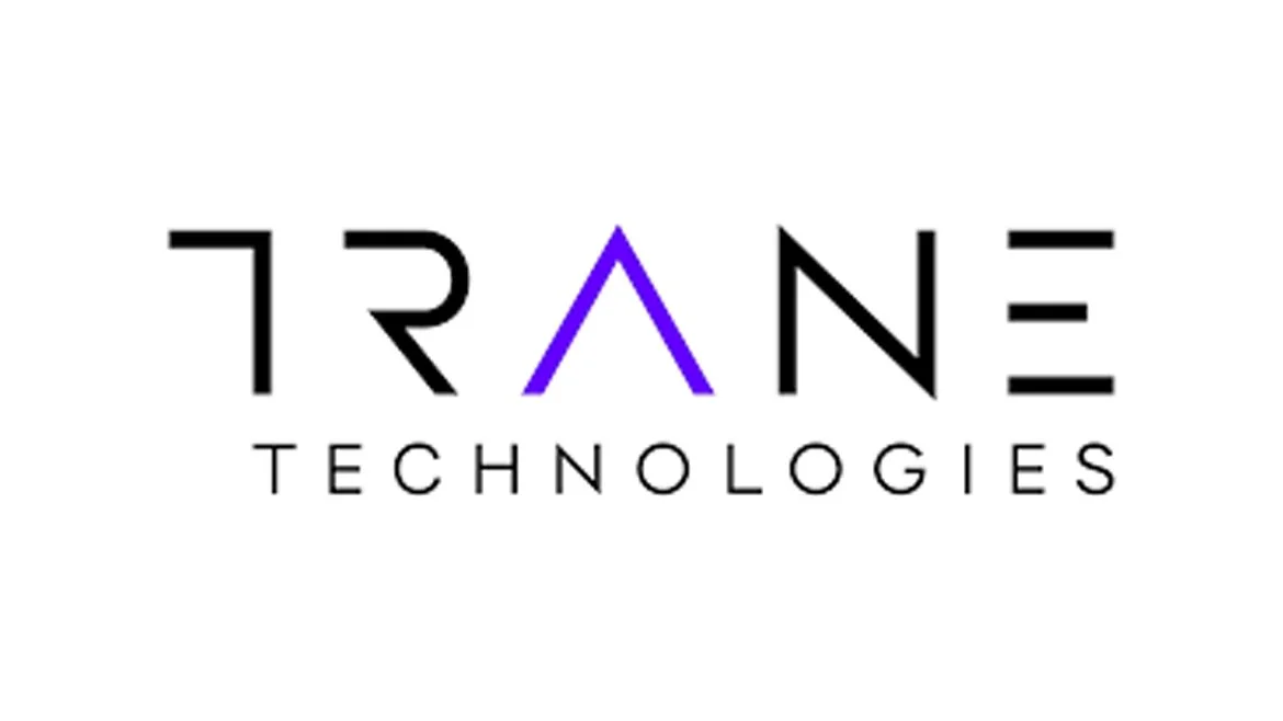 Logo of Trane Technologies with stylized black and purple text on a white background.