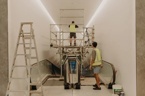 Garden Graffiti team preparing the internal framework and floral placement for the large-scale West Village installation.