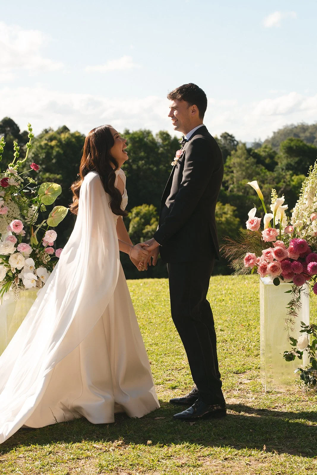 Wedding Arbour ceremony flowers at The Bower Estate newlywed Gold Coast Hinterland