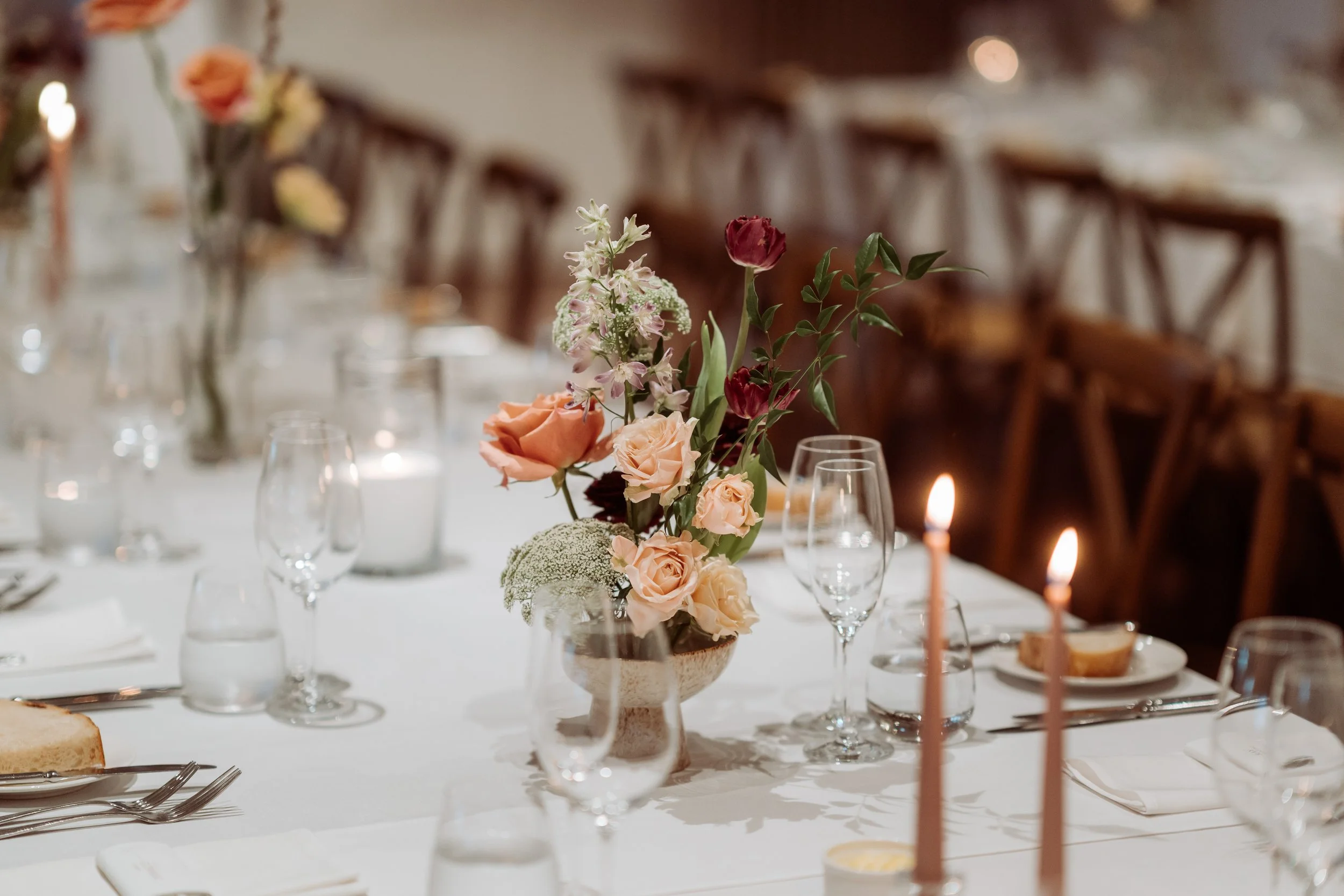 Reception flower tablescape at Hillstone St Lucia Brisbane