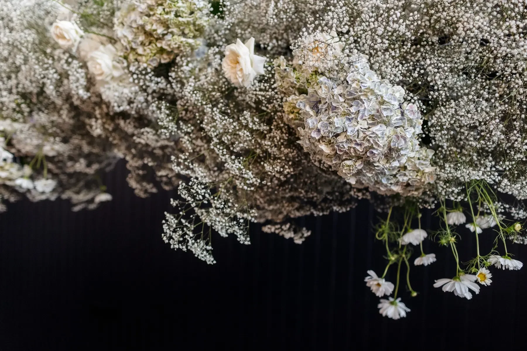 Babies breath and hydrangea cloud at Brisbane Wedding