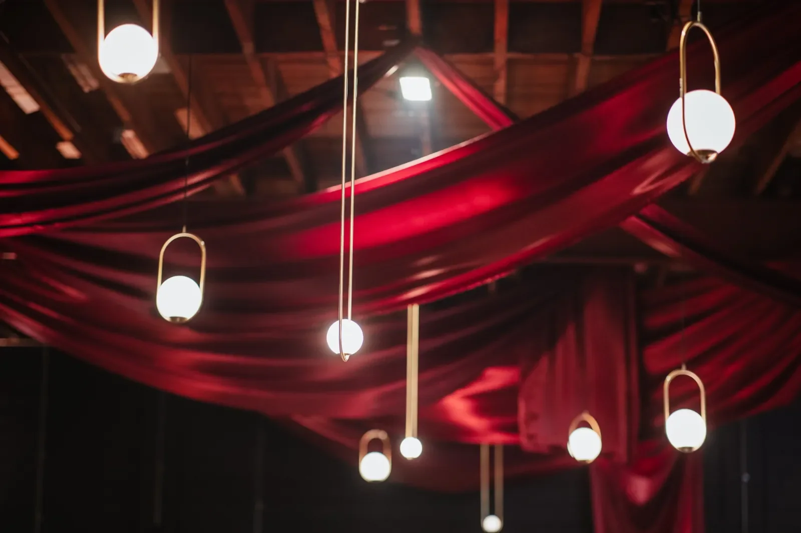 luxe red drapery at Brisbane event Lightspace