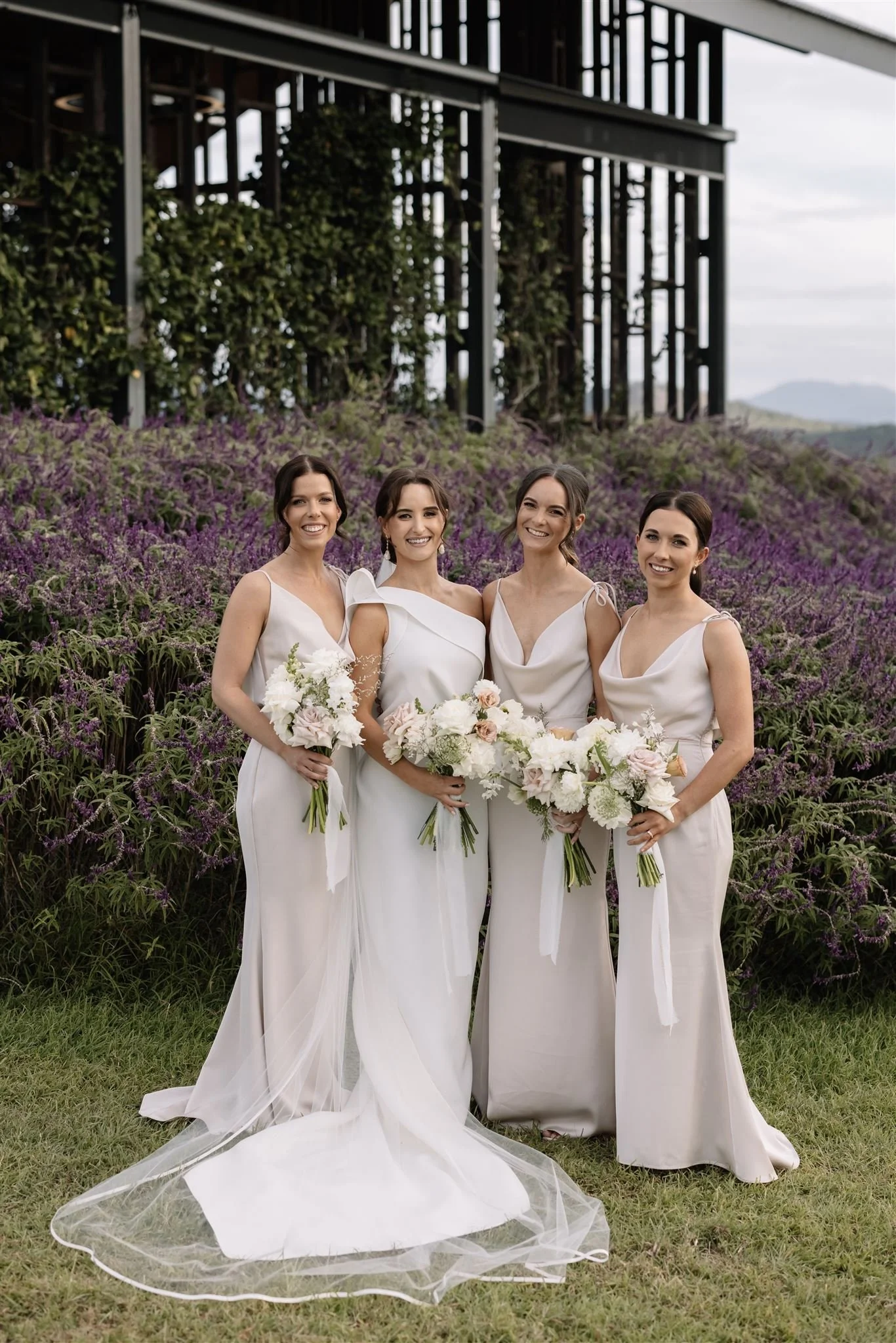 Bride and Bridesmaids at Kooroomba Lavender Farm
