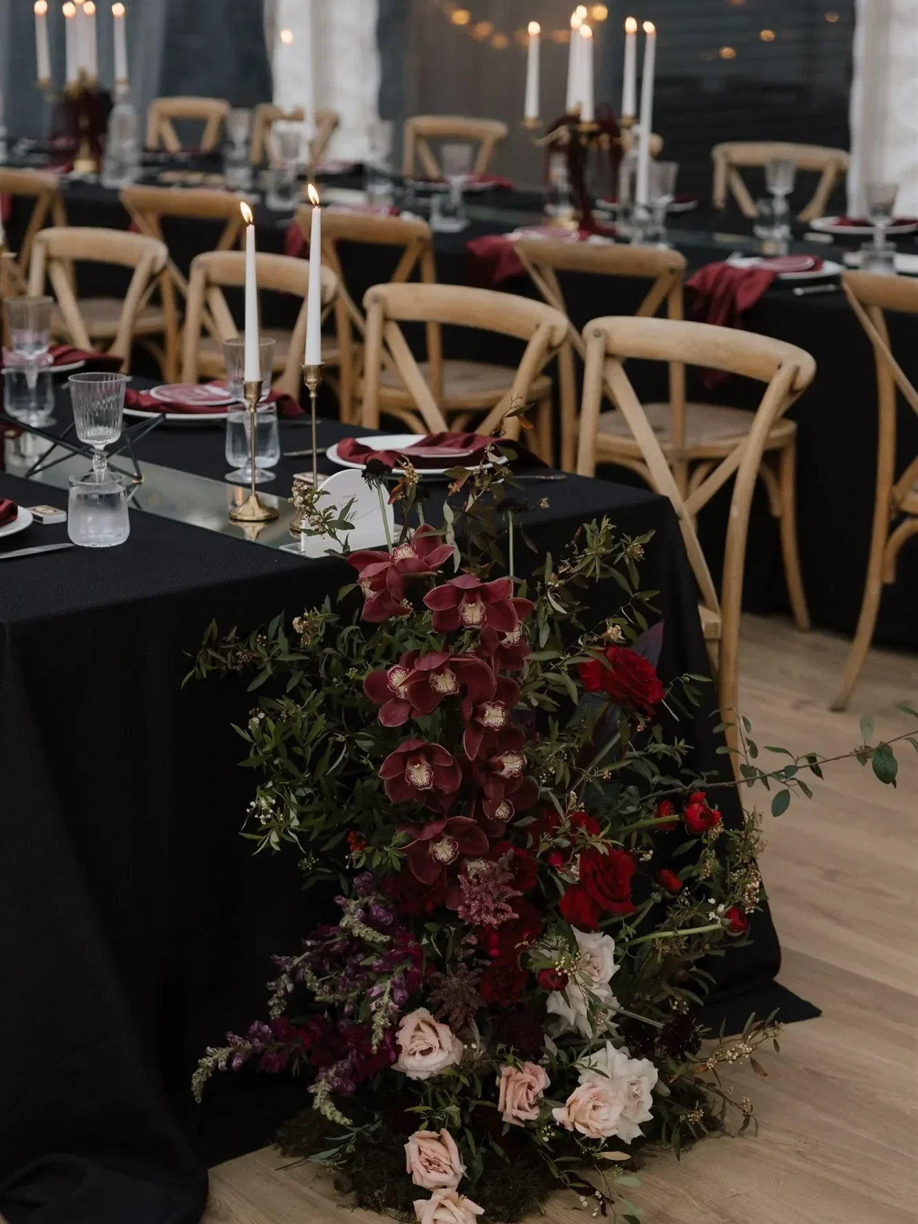 Reception table florals at Bower Estate wedding Gold Coast Hinterland