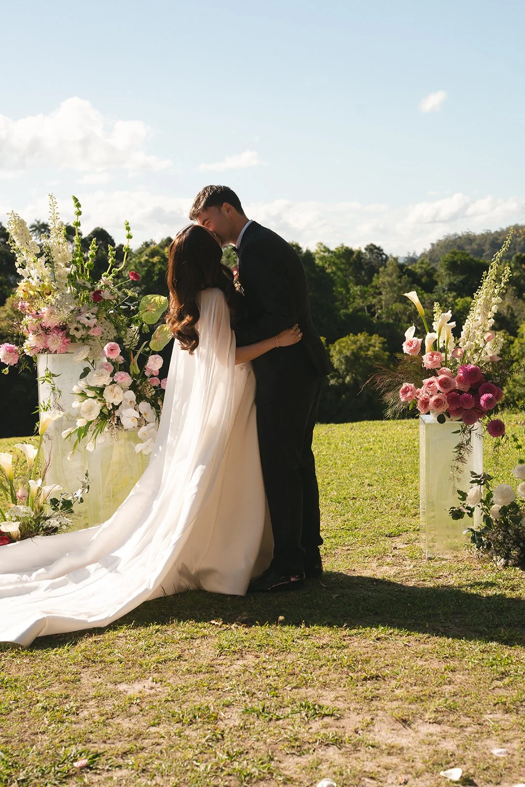 Wedding Arbour ceremony newlyweds The Bower Estate