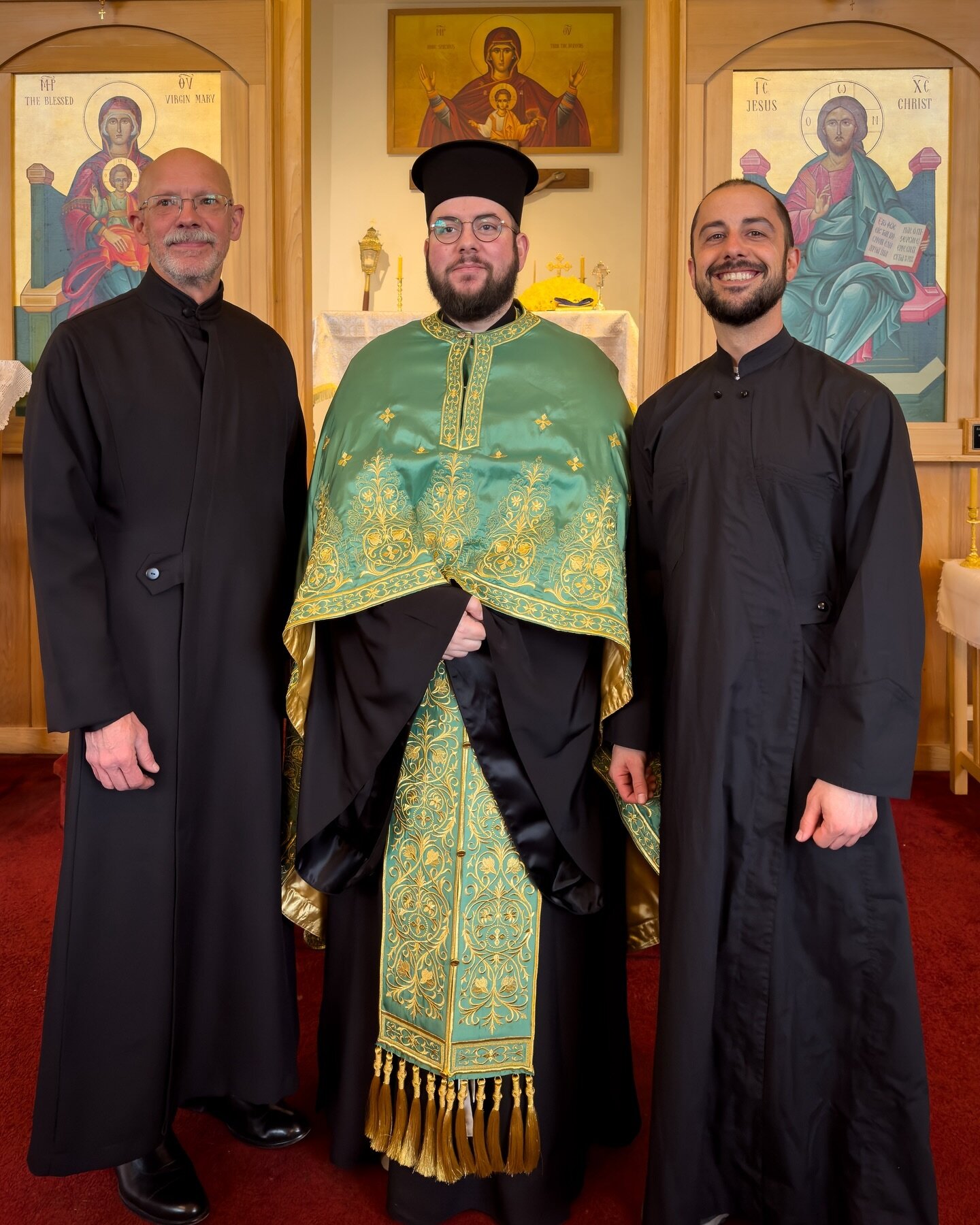 Great photo tonight after vespers with Fr. Nektarios and Readers Alex &amp; Isaac.