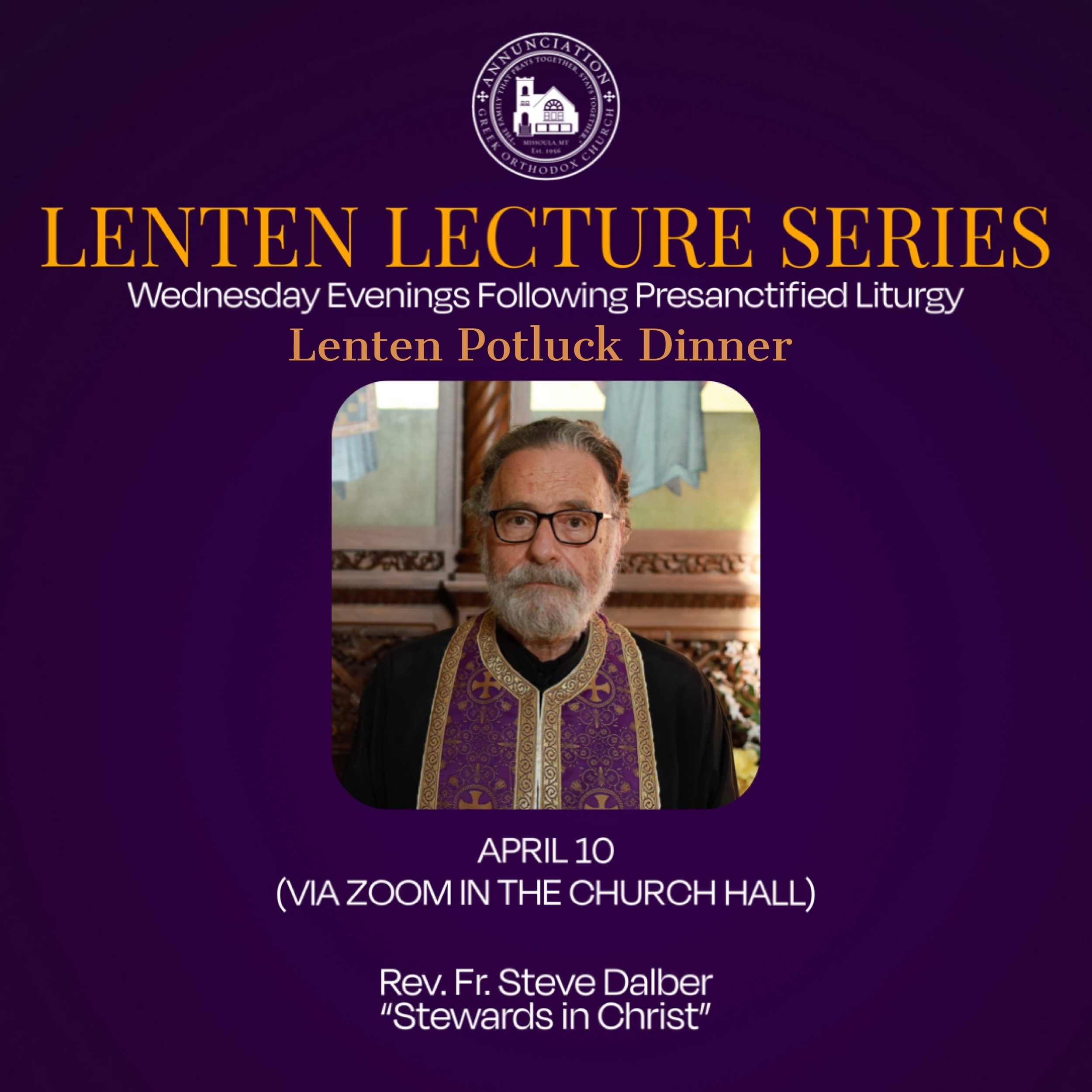 Join us TONIGHT following Presanctified Liturgy for our final Lenten Lecture of 2024. 

Fr. Steve Dalber is the former pro&iuml;stamenos of St. Nektarios in Charlotte, NC, now retired. Over his 20+ year tenure, Father built a culture of Stewardship a