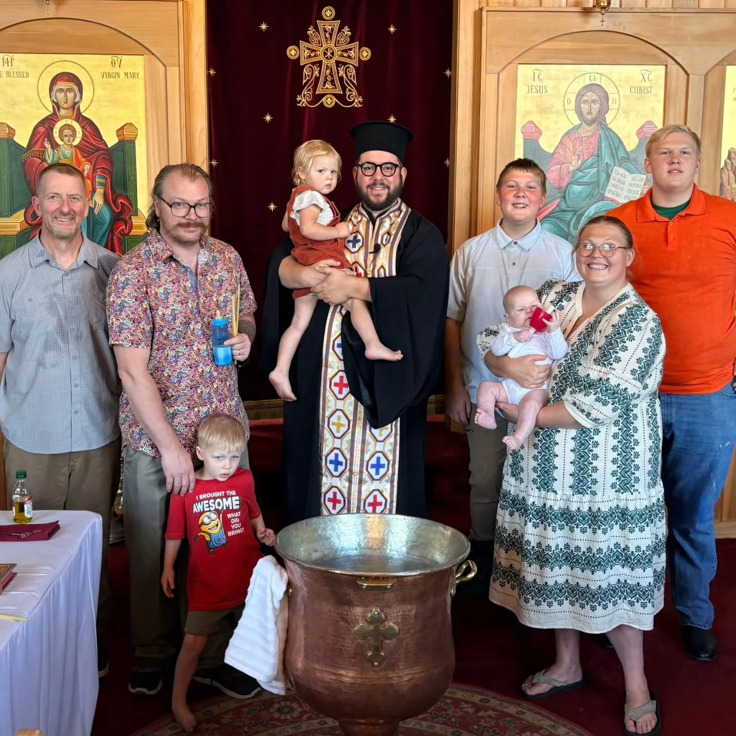 Congratulations to the McNabb family today on the baptism of their son, Colin (Nektarios). 

Na sas zisei! ❤️
