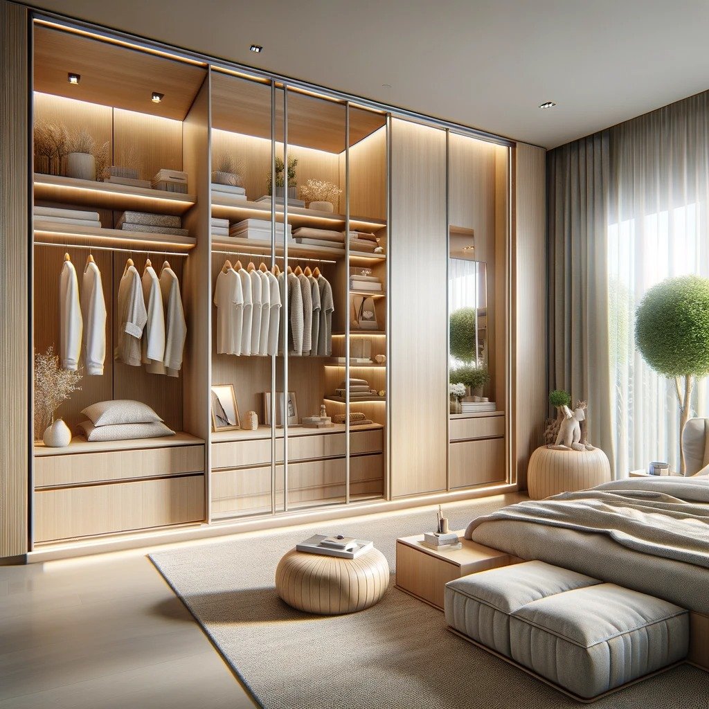 Elevate your storage with our spacious, custom-designed wardrobes, featuring sleek sliding doors that blend seamlessly into any room decor, offering ample space to organize your attire with elegance