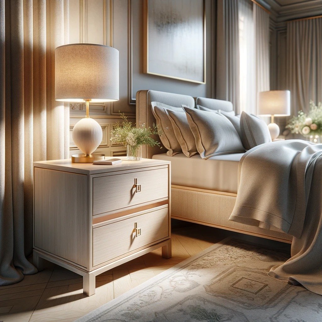 Elevate your bedroom's ambiance with our sleek bedside table, featuring a smooth, tempered glass top and minimalist metal frame, perfect for holding your nighttime essentials with a touch of modern elegance