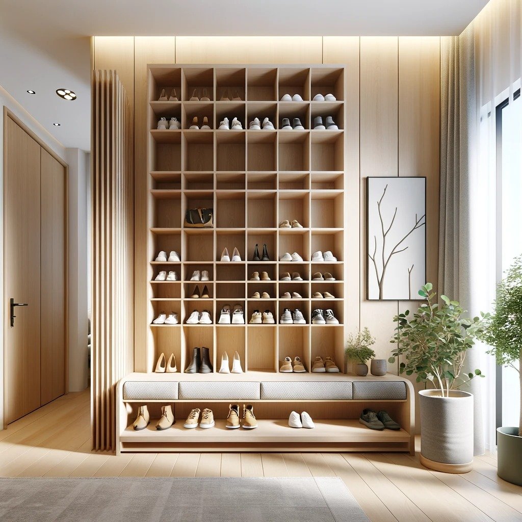 Introducing our sleek and stylish shoe rack, designed to blend seamlessly into any entryway or closet, offering an elegant solution to keep your footwear organized and easily accessible