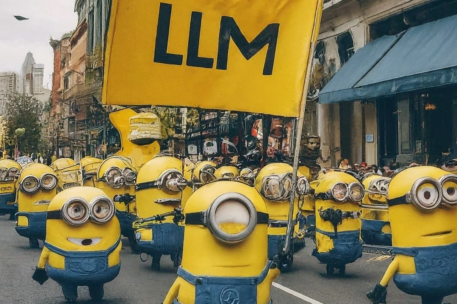 Image generated by Gemini. Prompt “Generate an image with minions talking about LLMs“