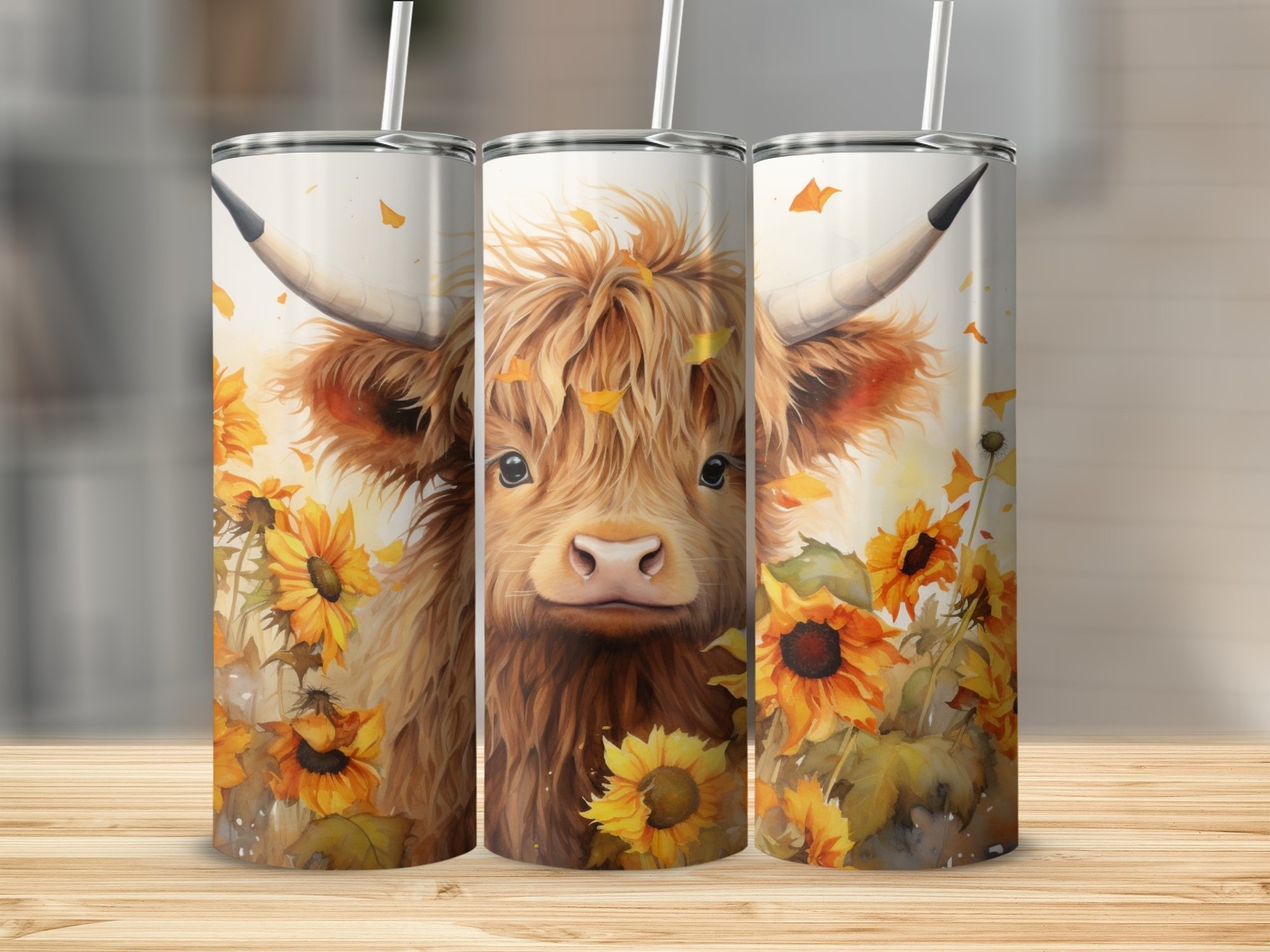 Sunflower Highland Cow Tumbler