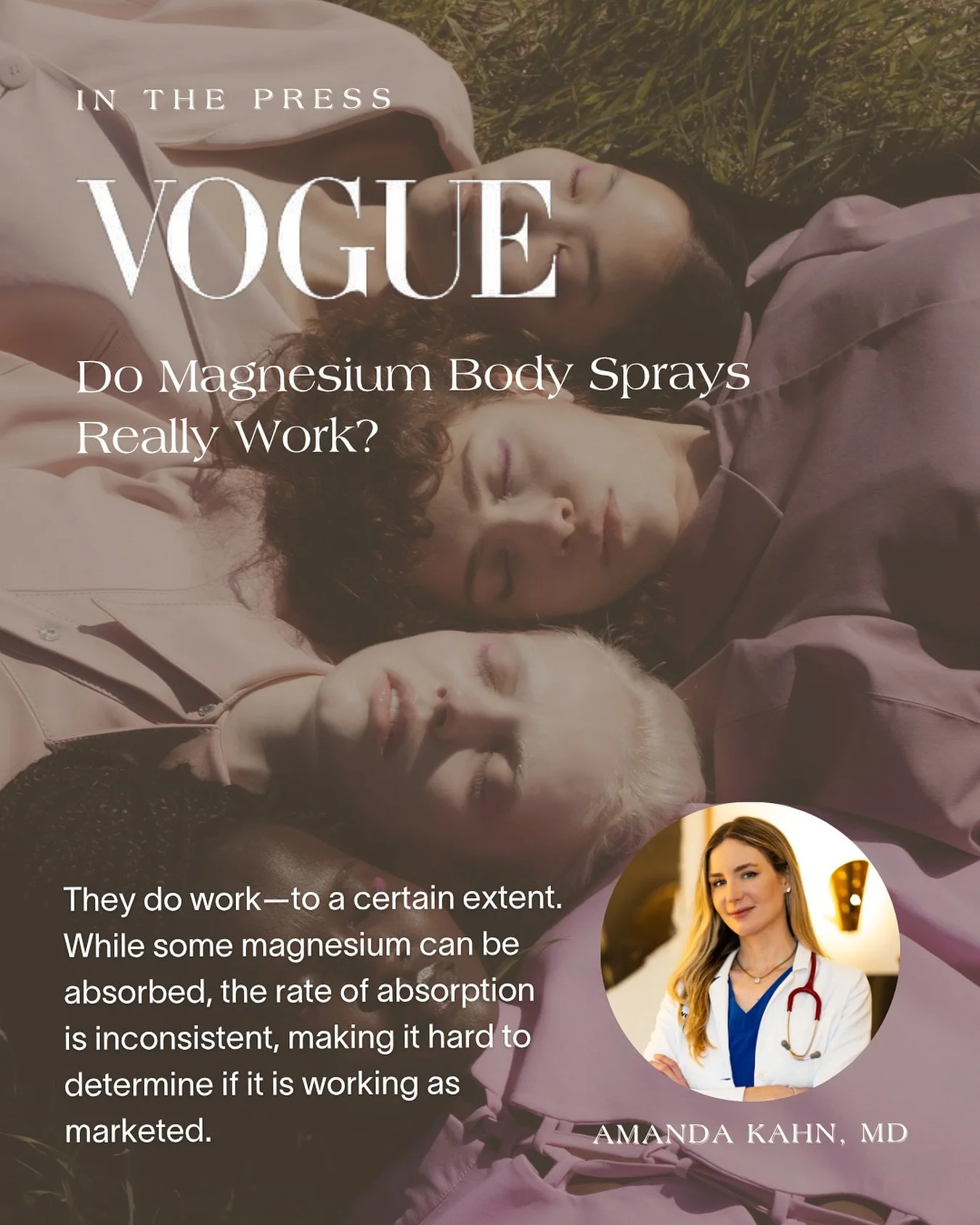 Thank you @voguemagazine for the feature and for bringing attention to the often-overlooked issue of magnesium deficiency.

Many people may not be getting enough magnesium due to poor dietary intake, chronic stress, and certain medications. While mag
